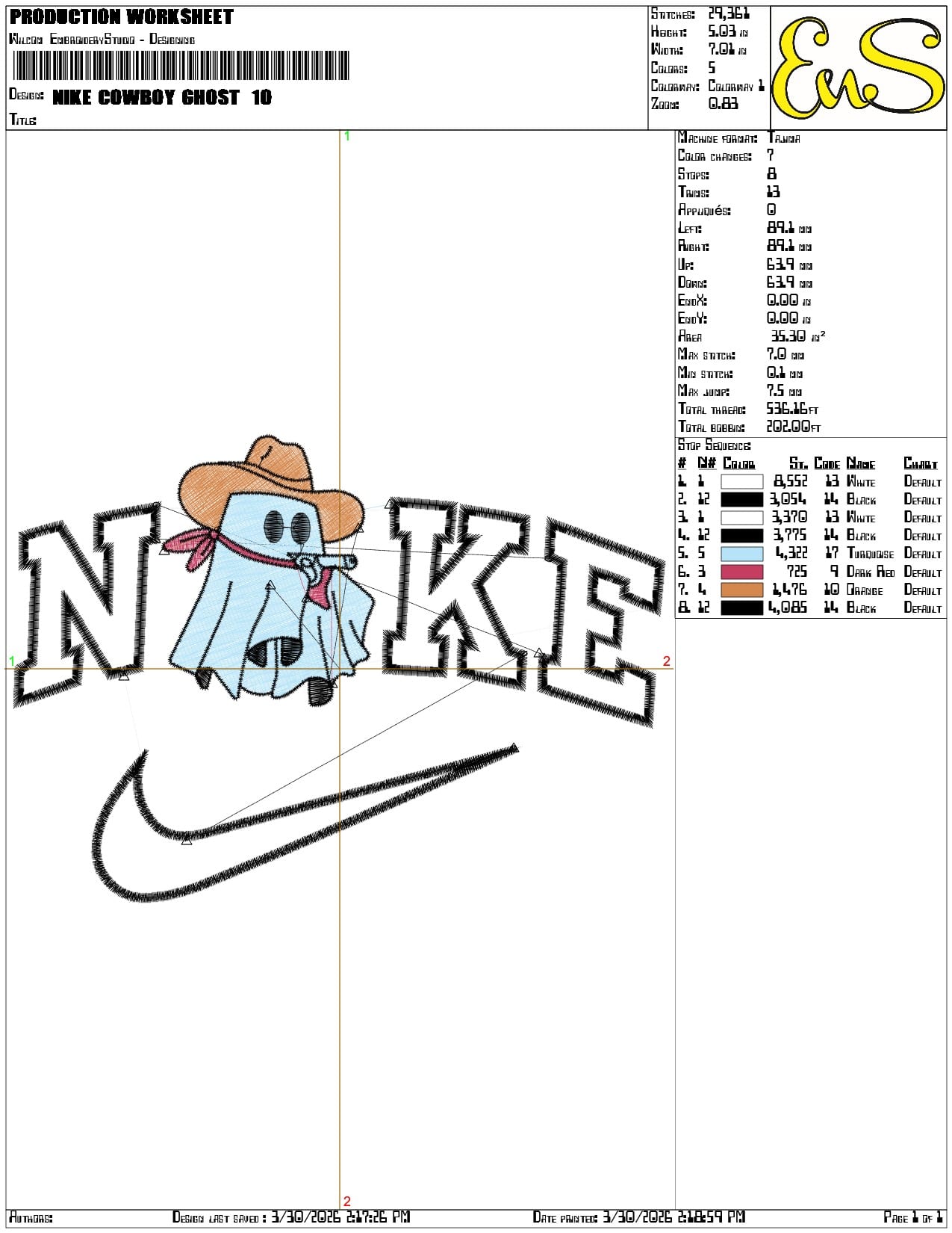 Nike Cowboy Ghost   - Elegant embroidery design file-instant download — view 3