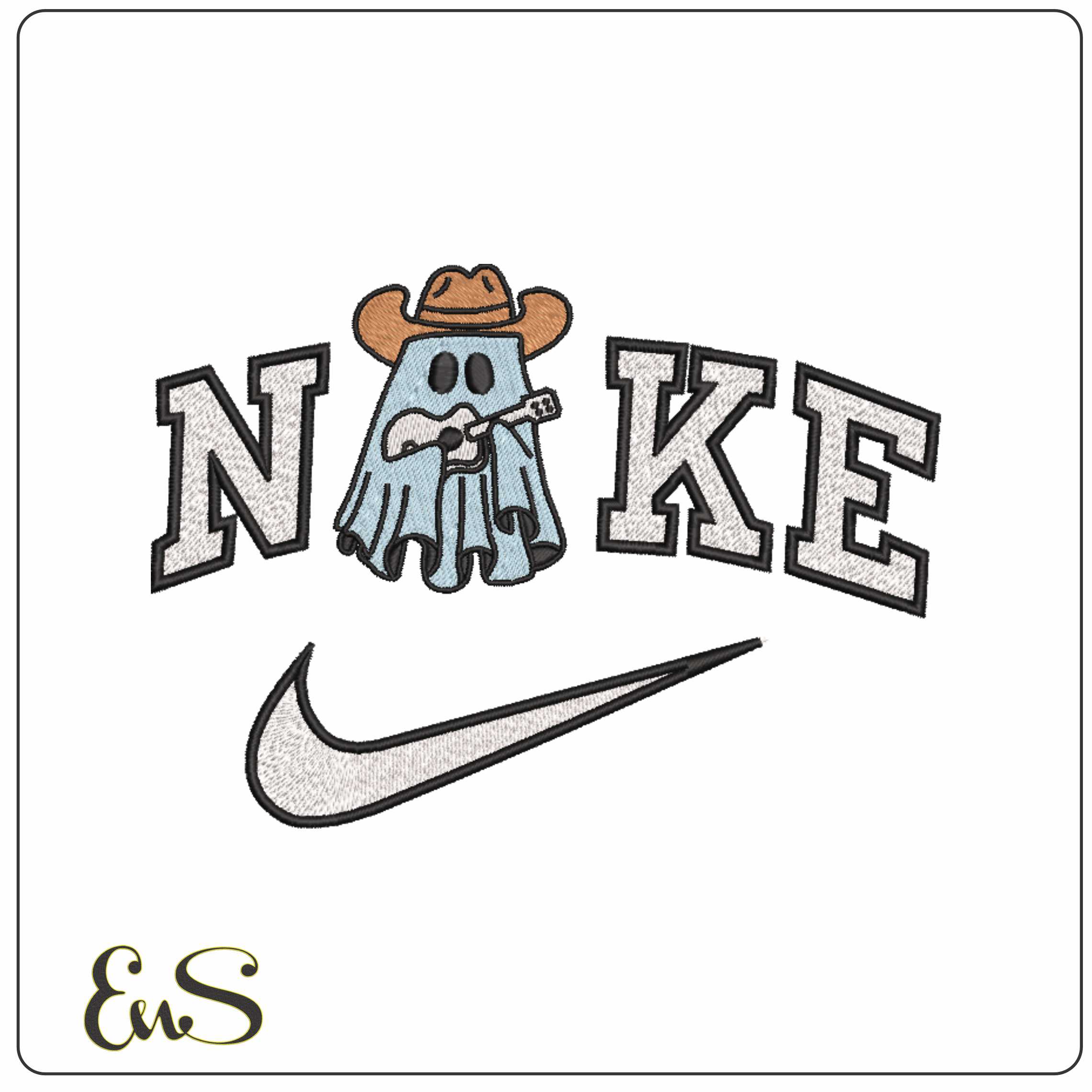 Nike Cowboy Ghost Musician   - Elegant embroidery design file-instant download