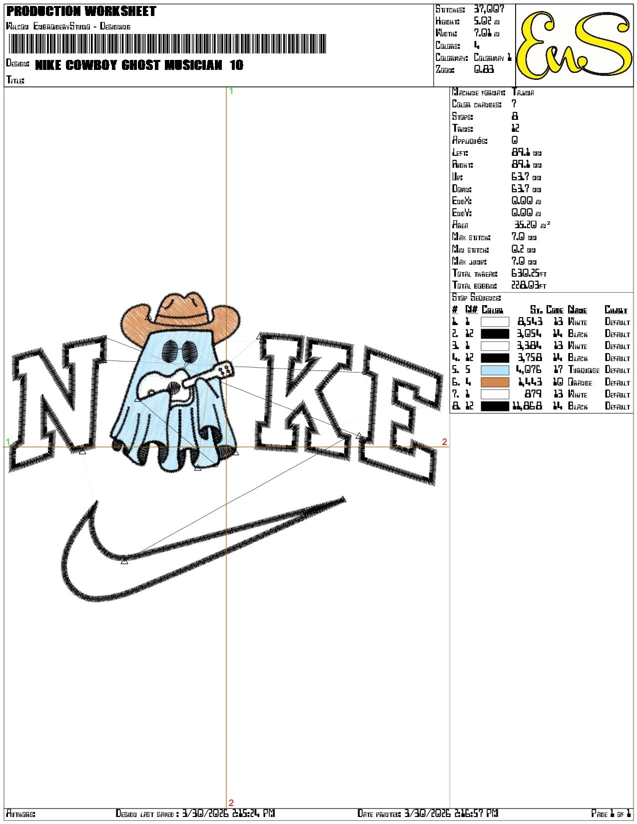 Nike Cowboy Ghost Musician   - Elegant embroidery design file-instant download — view 3
