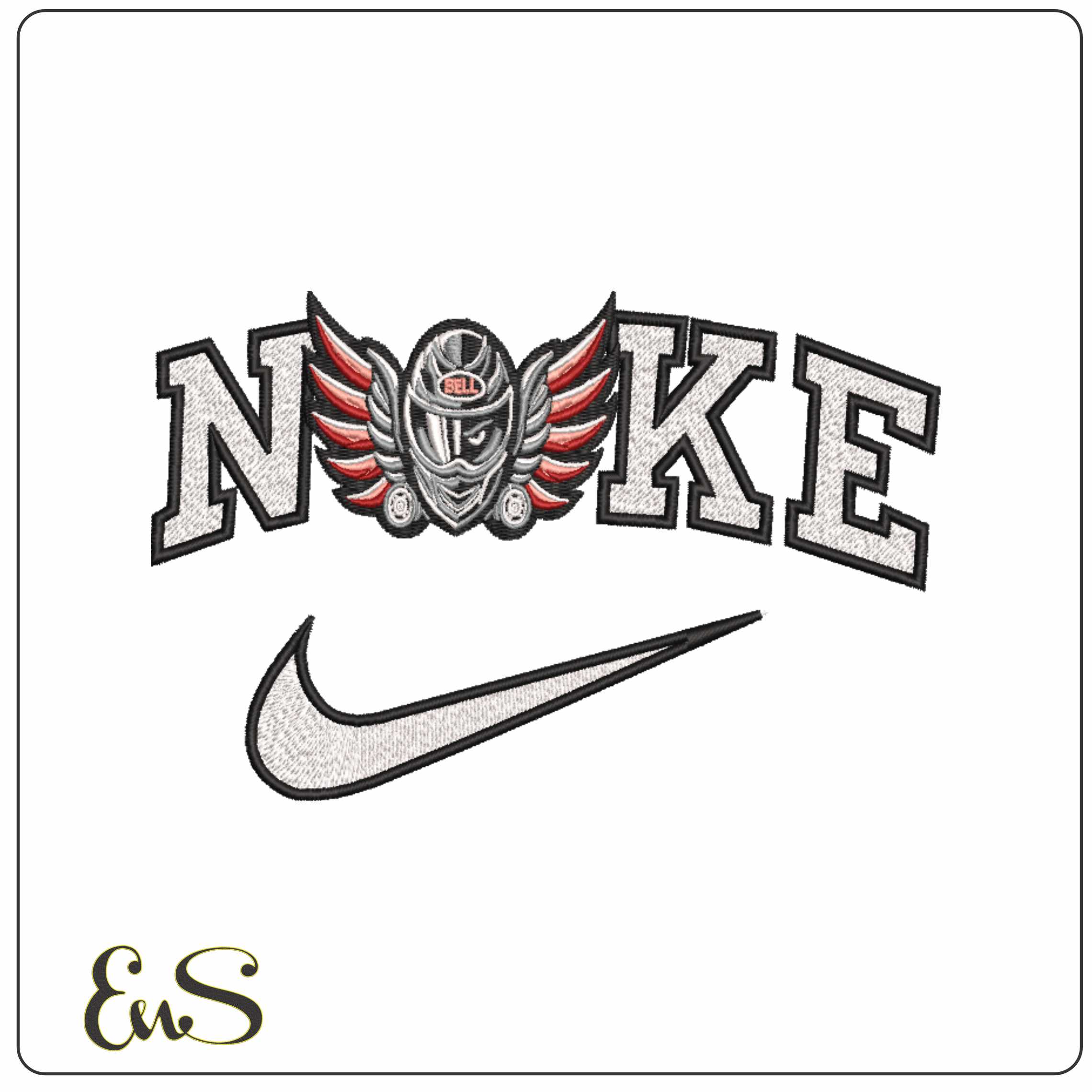 Nike Crash Helmet With Wings   - Elegant embroidery design file-instant download