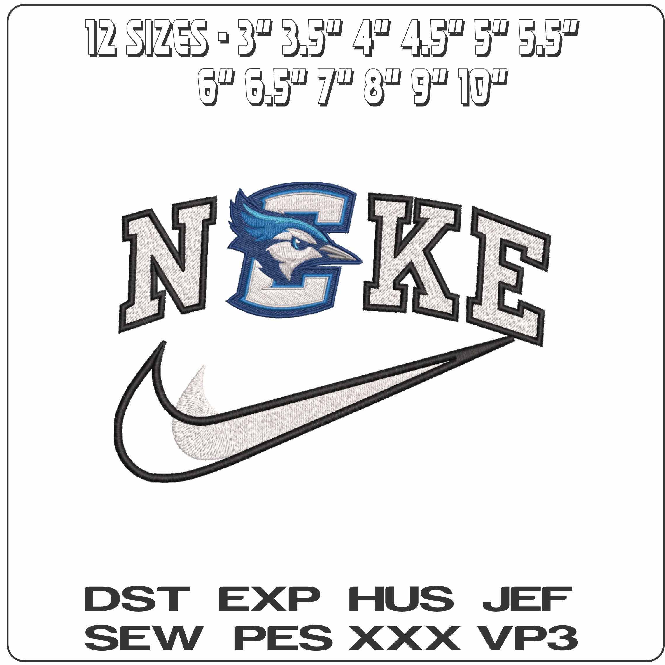 Nike Creighton Bluejays 2013 on Creighton University   - Elegant embroidery design file-instant download — view 2
