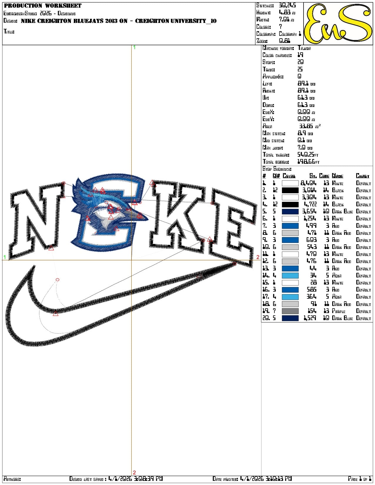 Nike Creighton Bluejays 2013 on Creighton University   - Elegant embroidery design file-instant download — view 3