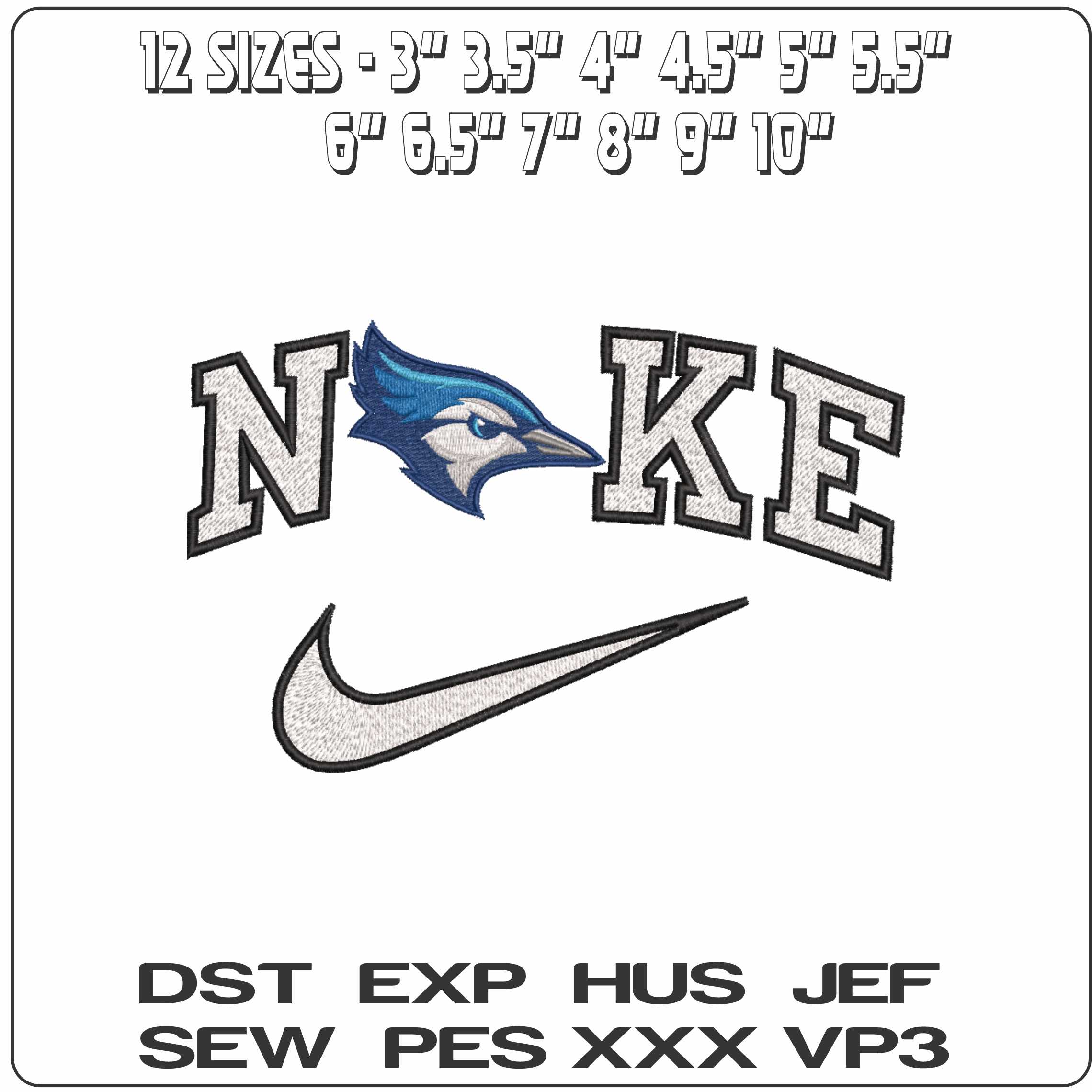 Nike Creighton Bluejays Alternative Creighton University   - Elegant embroidery design file-instant download — view 2