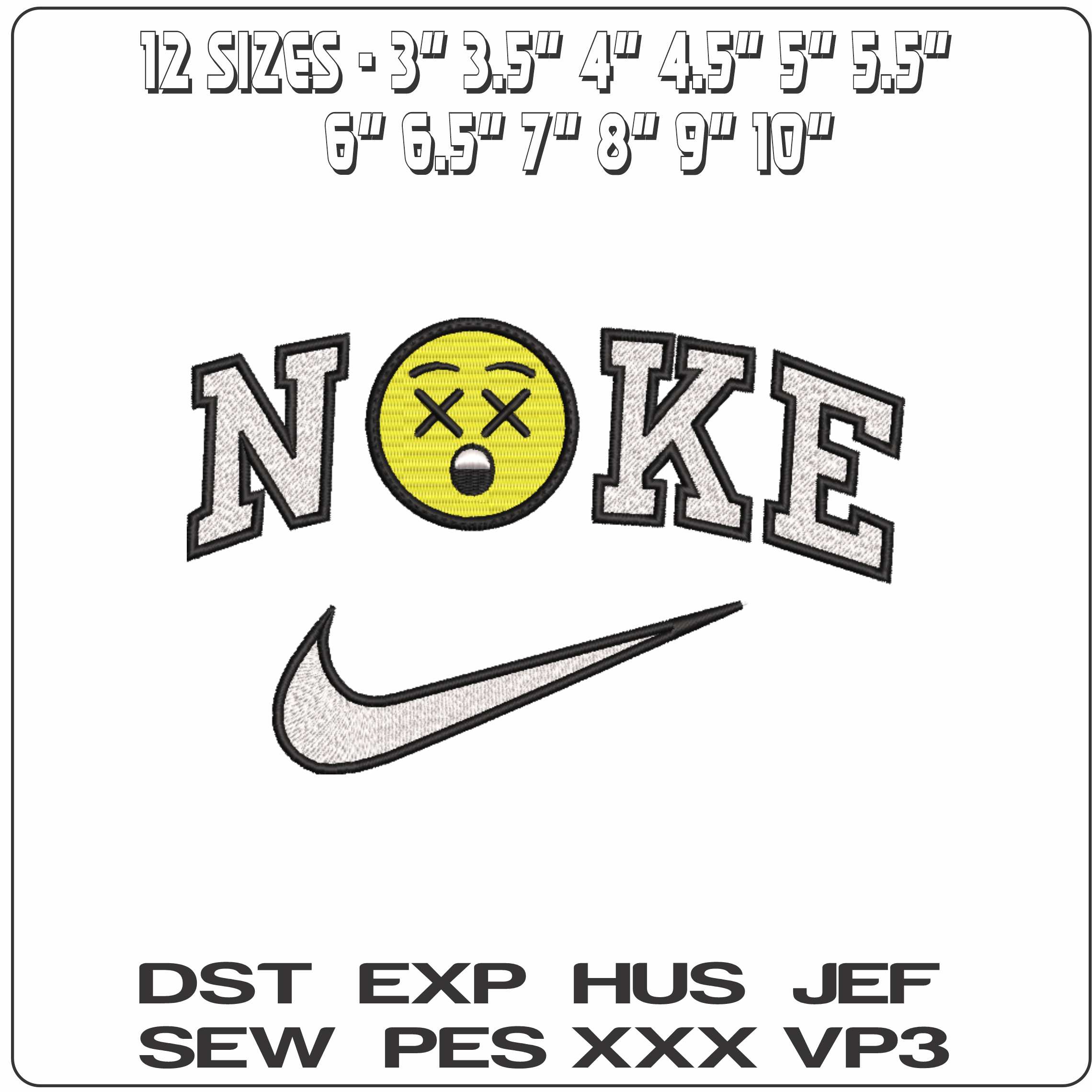 Nike Cross eyes Emoji   - Elegant embroidery design file-instant download — view 2