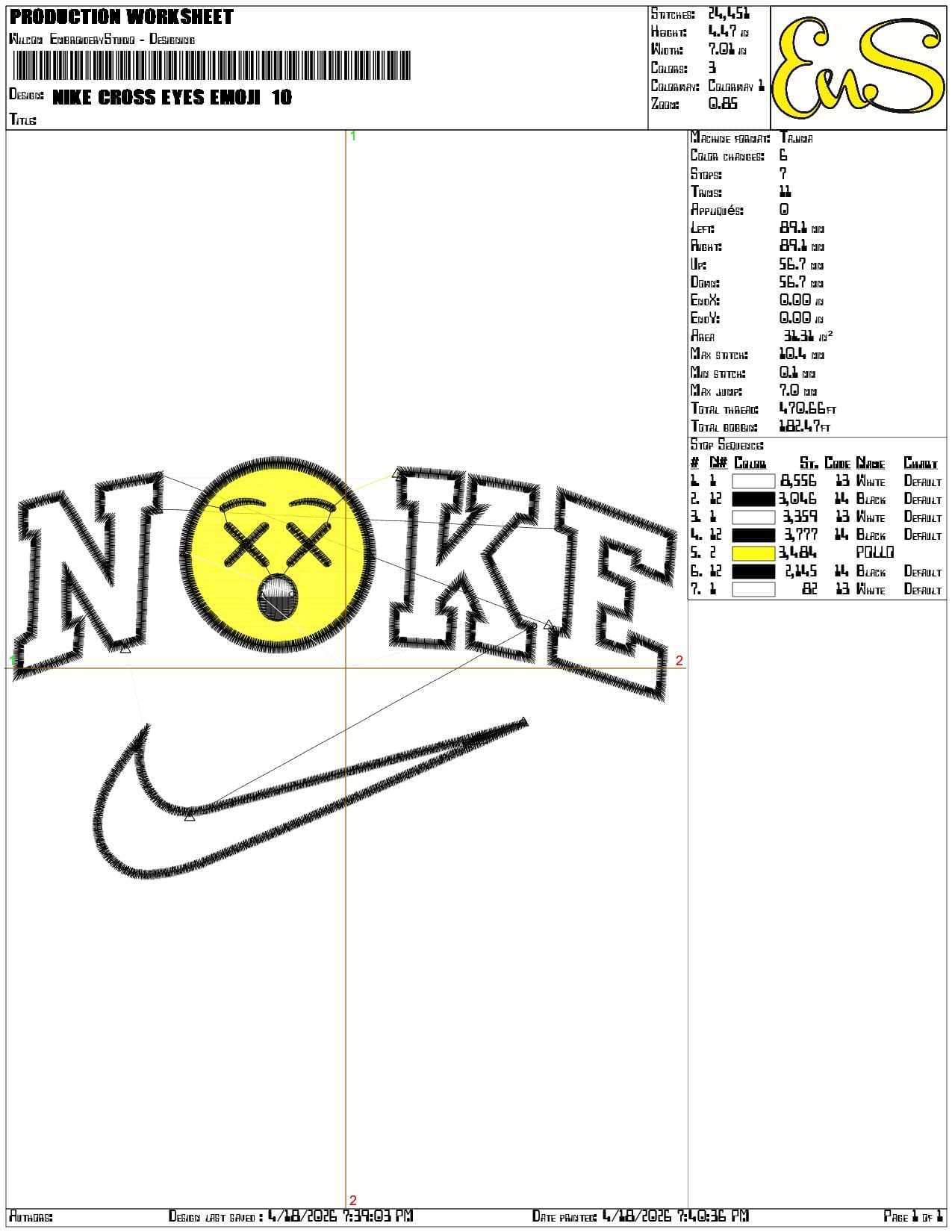 Nike Cross eyes Emoji   - Elegant embroidery design file-instant download — view 3