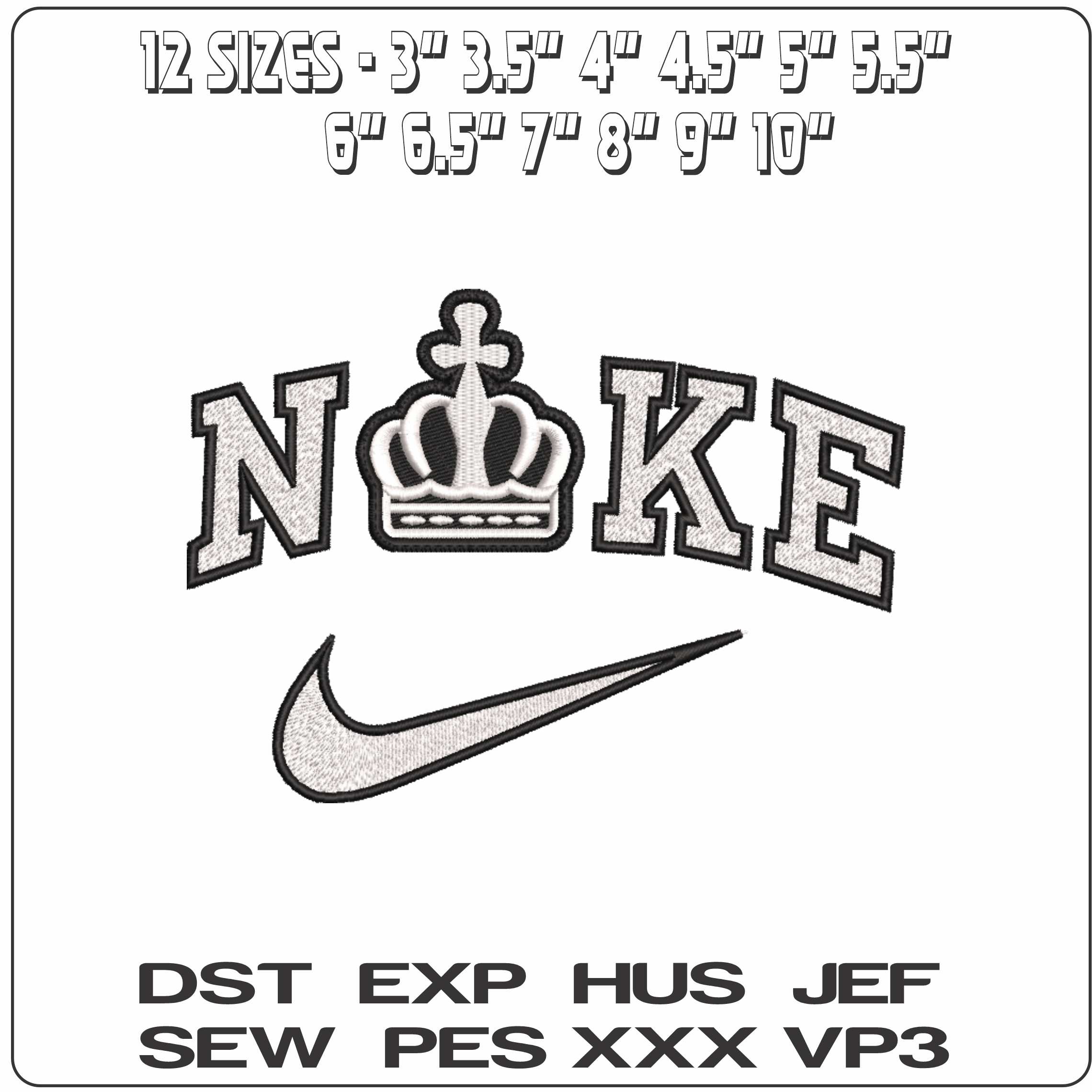 Nike Crown Patch   - Elegant embroidery design file-instant download — view 2