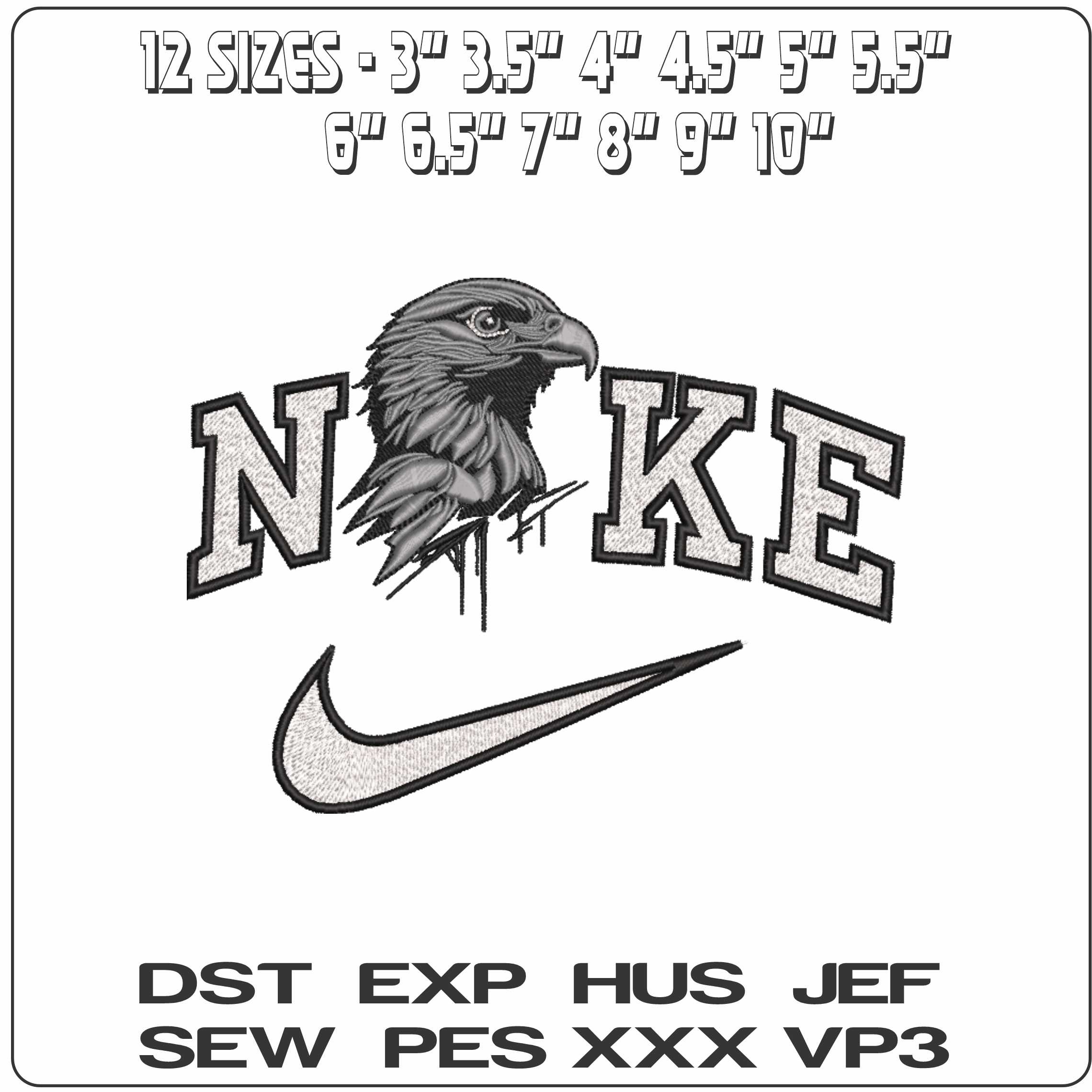 Nike Crows Face   - Elegant embroidery design file-instant download — view 2
