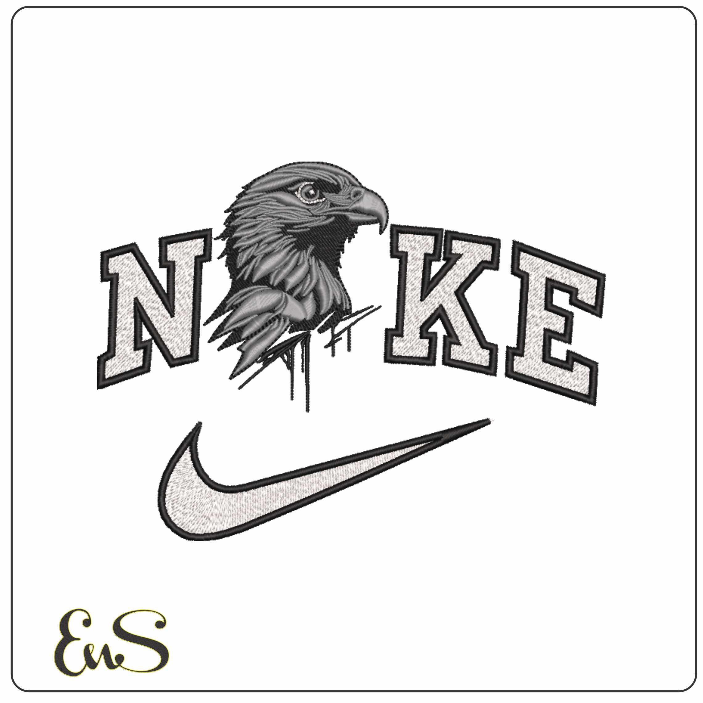 Nike Crows Face   - Elegant embroidery design file-instant download