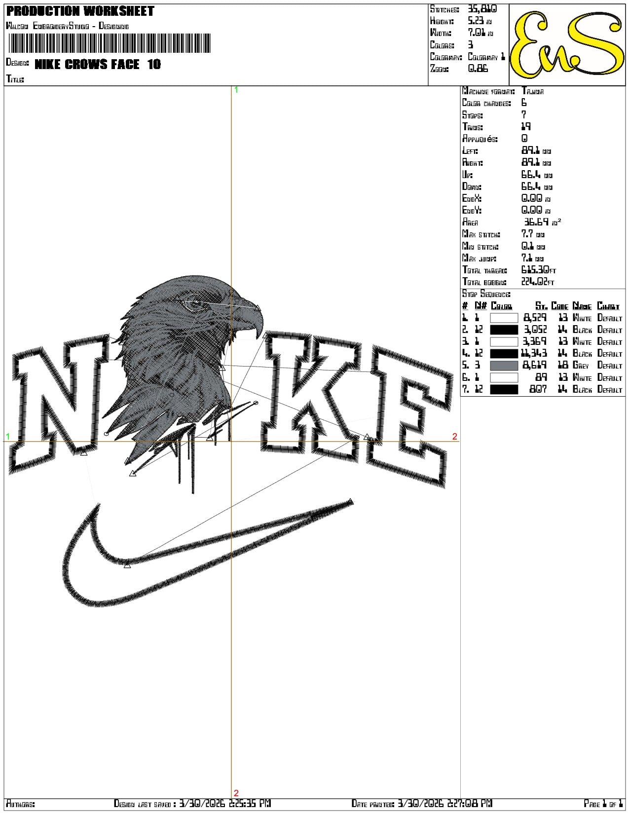 Nike Crows Face   - Elegant embroidery design file-instant download — view 3