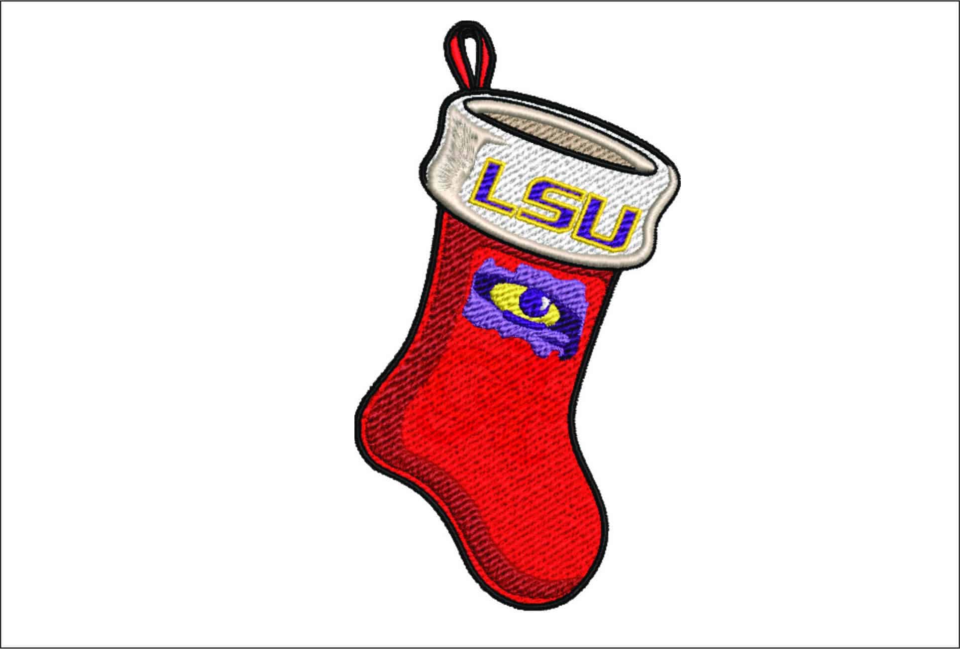 LSU Fighting Tigers Christmas Sock embroidery design - Fighting Tigers Logo - Louisiana State University  Logo  embroidery machine  pattern embroidery file - instant download in a frame