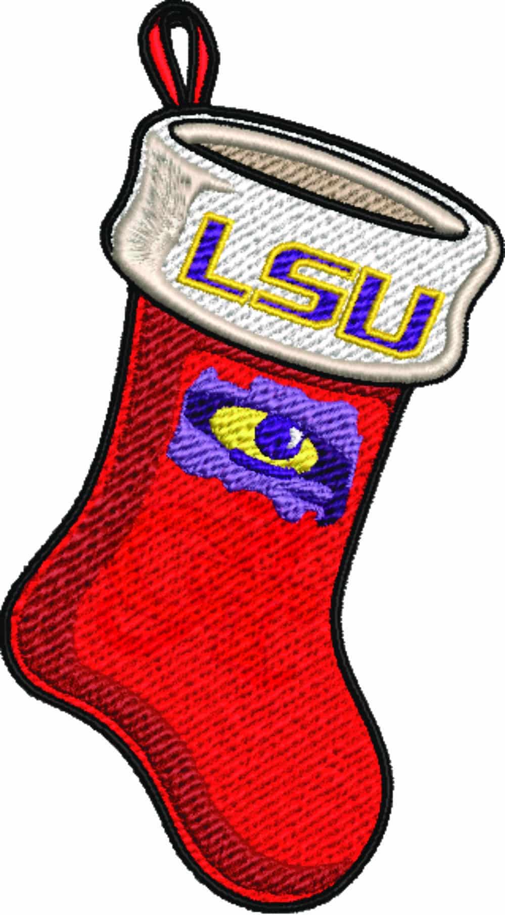 LSU Fighting Tigers Christmas Sock embroidery design - Fighting Tigers Logo - Louisiana State University  Logo  embroidery machine  pattern embroidery file - instant download in a frame — view 3