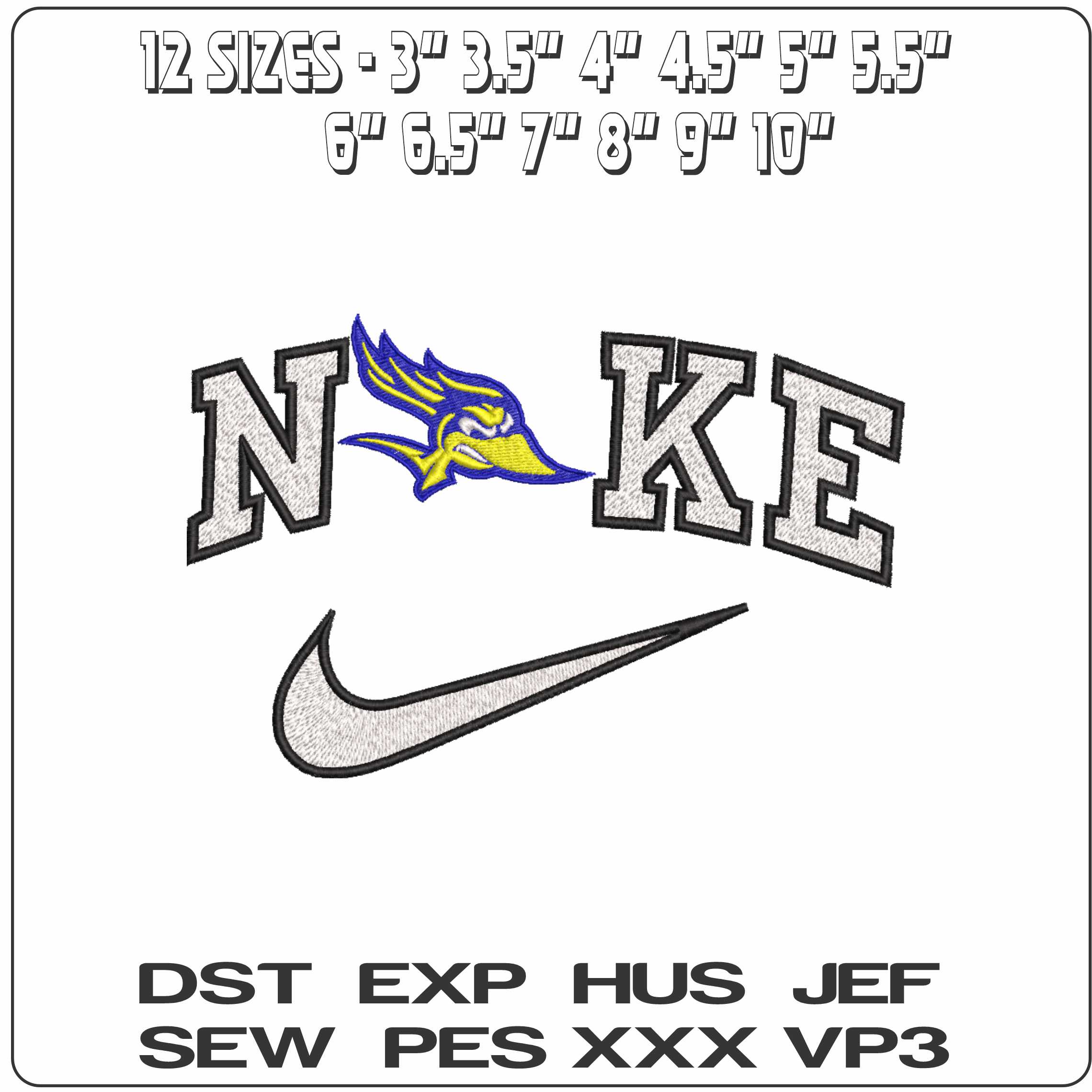 Nike CSU Bakersfield Roadrunners 2017 University   - Elegant embroidery design file-instant download — view 2