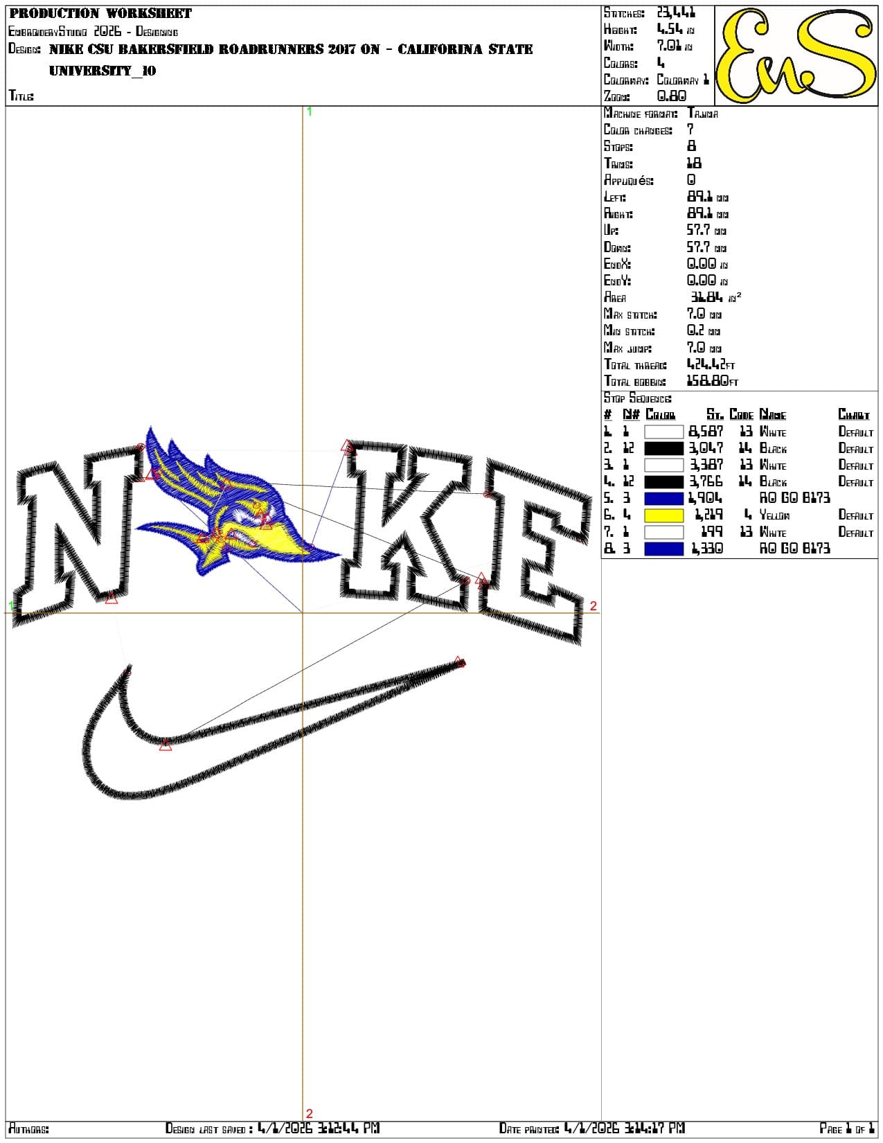 Nike CSU Bakersfield Roadrunners 2017 University   - Elegant embroidery design file-instant download — view 3