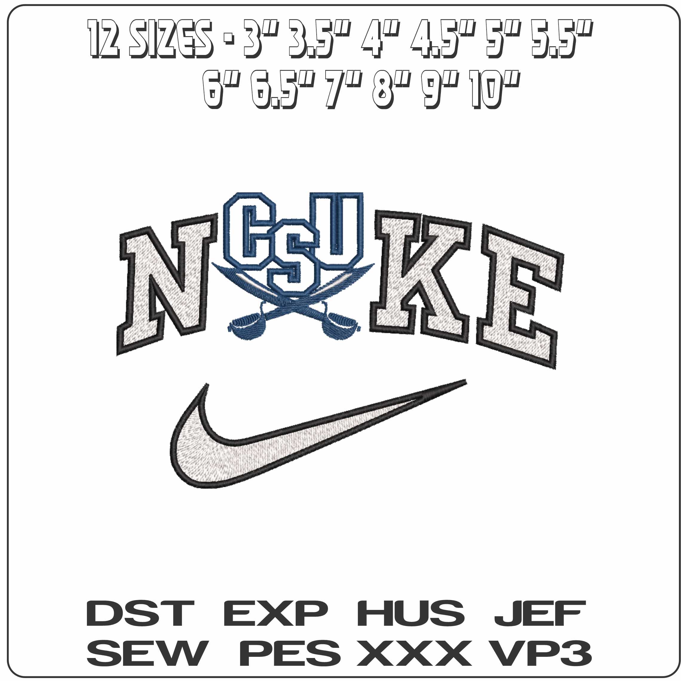 Nike CSU Buccaneers 2004  2015 Charleston Southern University    - Elegant embroidery design file-instant download — view 2