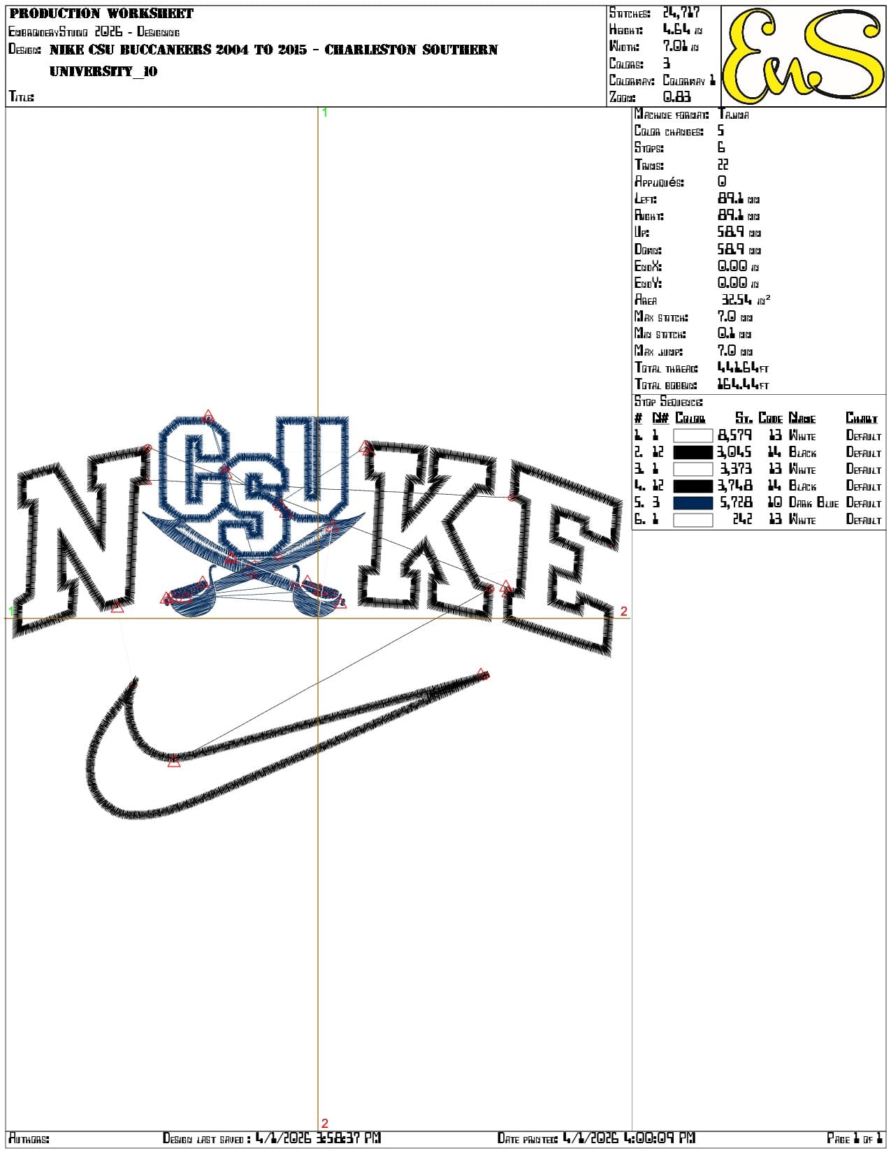 Nike CSU Buccaneers 2004  2015 Charleston Southern University    - Elegant embroidery design file-instant download — view 3