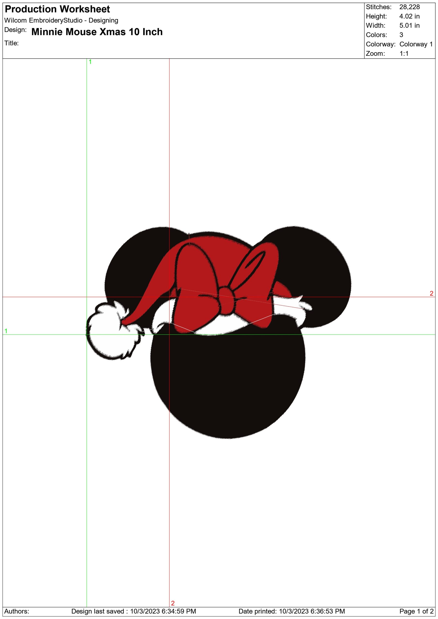 Minnie Mouse Christmas - embroidery file - instant download in a frame — view 2