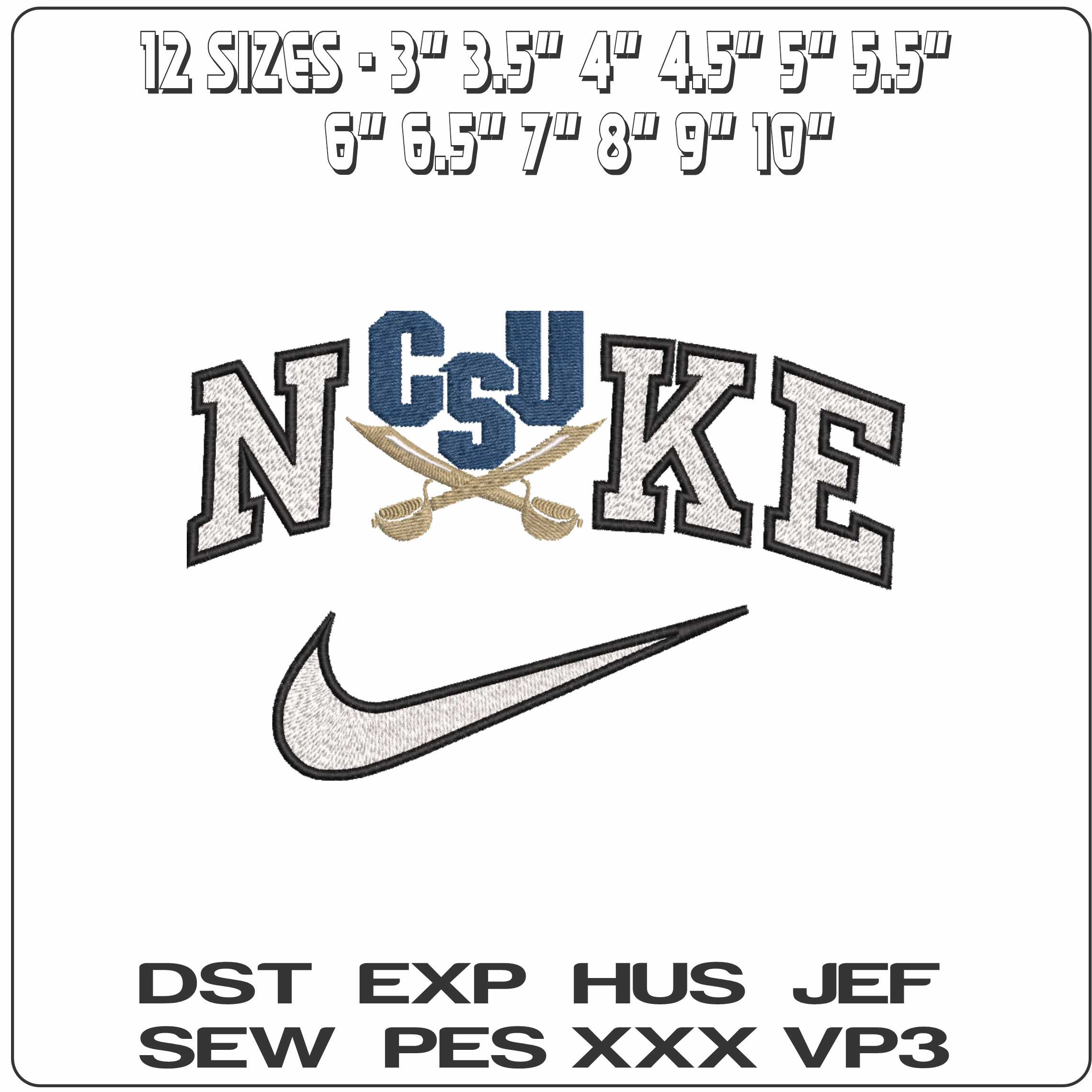 Nike CSU Buccaneers 2015  2021 Charleston Southern University    - Elegant embroidery design file-instant download — view 2