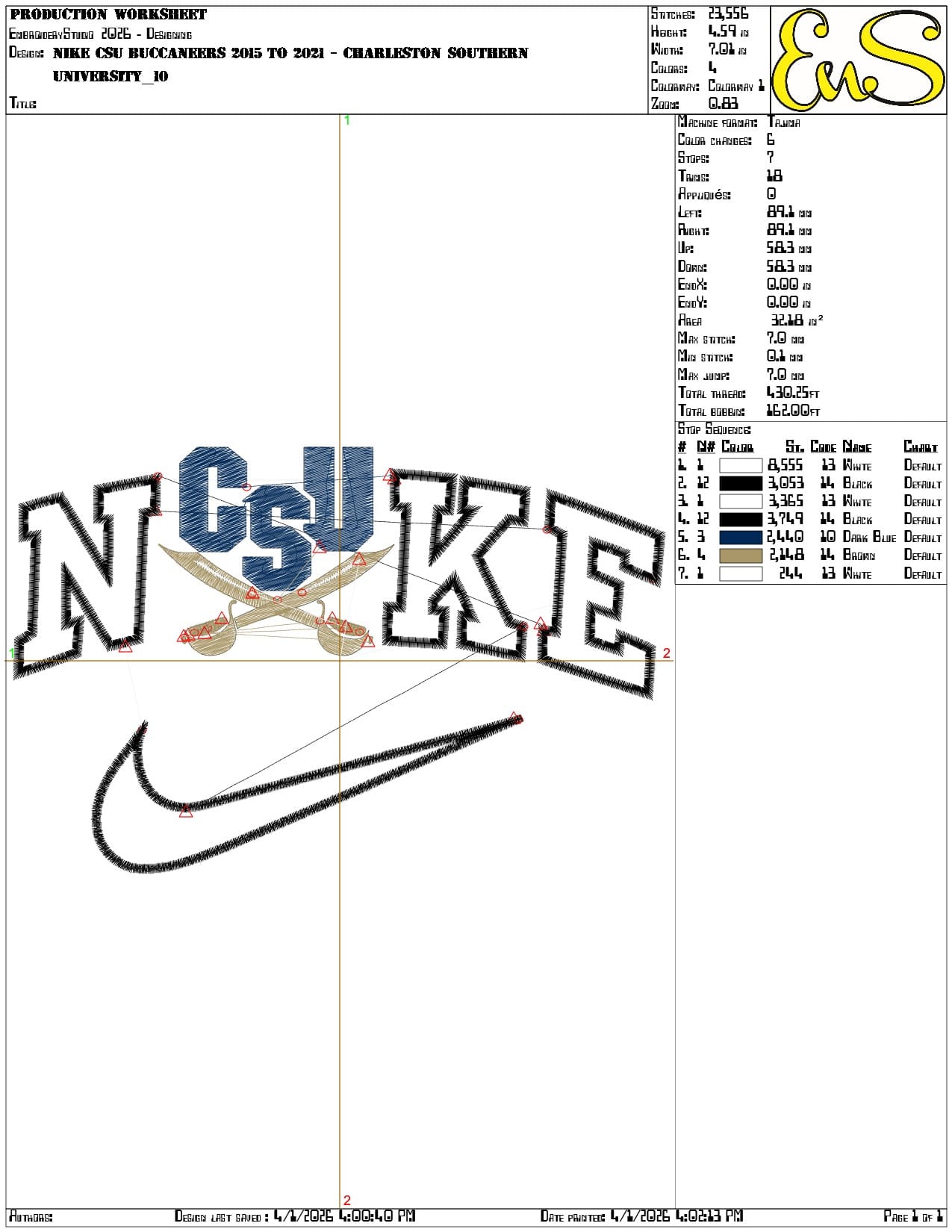 Nike CSU Buccaneers 2015  2021 Charleston Southern University    - Elegant embroidery design file-instant download — view 3