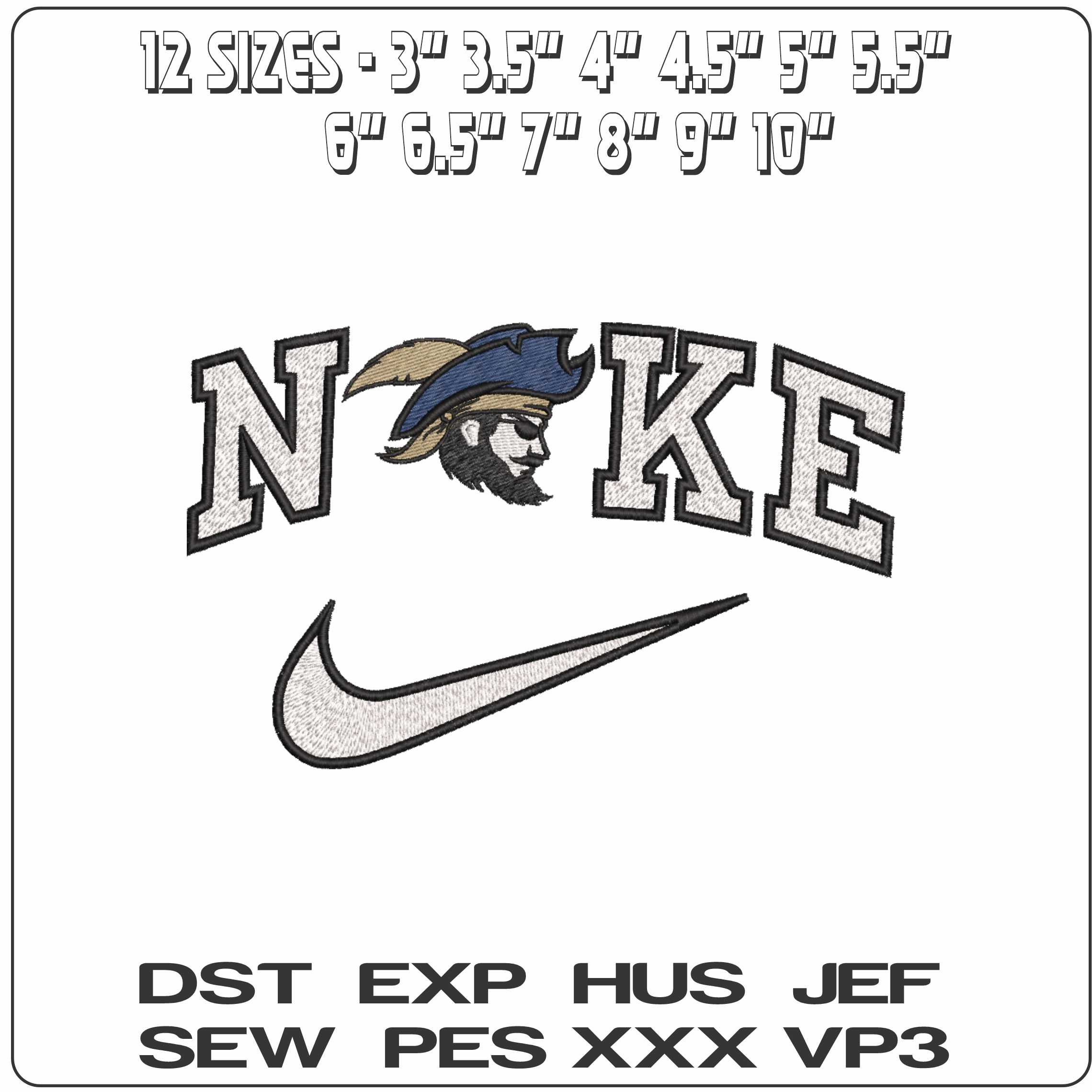 Nike CSU Buccaneers 2021 on Charleston Southern University    - Elegant embroidery design file-instant download — view 2