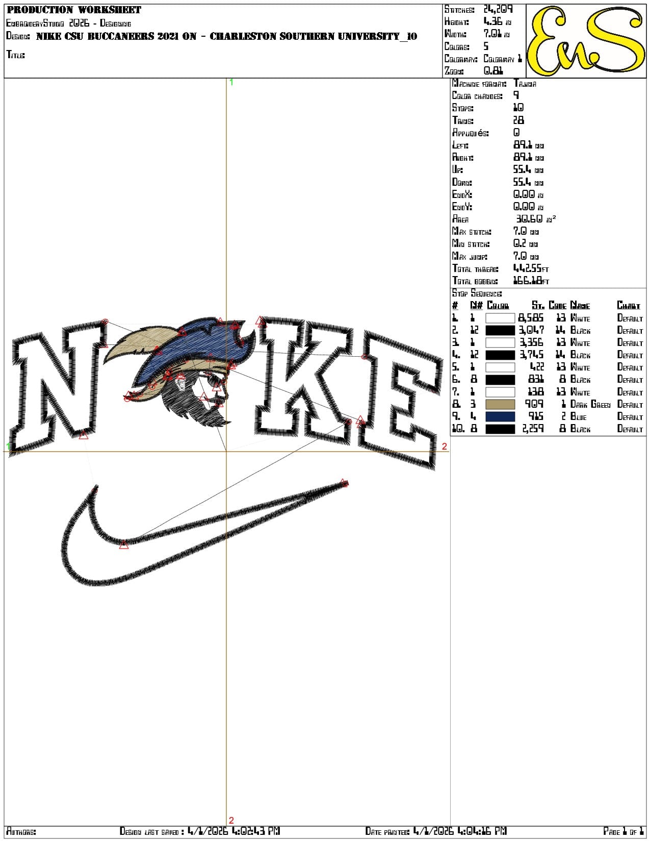 Nike CSU Buccaneers 2021 on Charleston Southern University    - Elegant embroidery design file-instant download — view 3