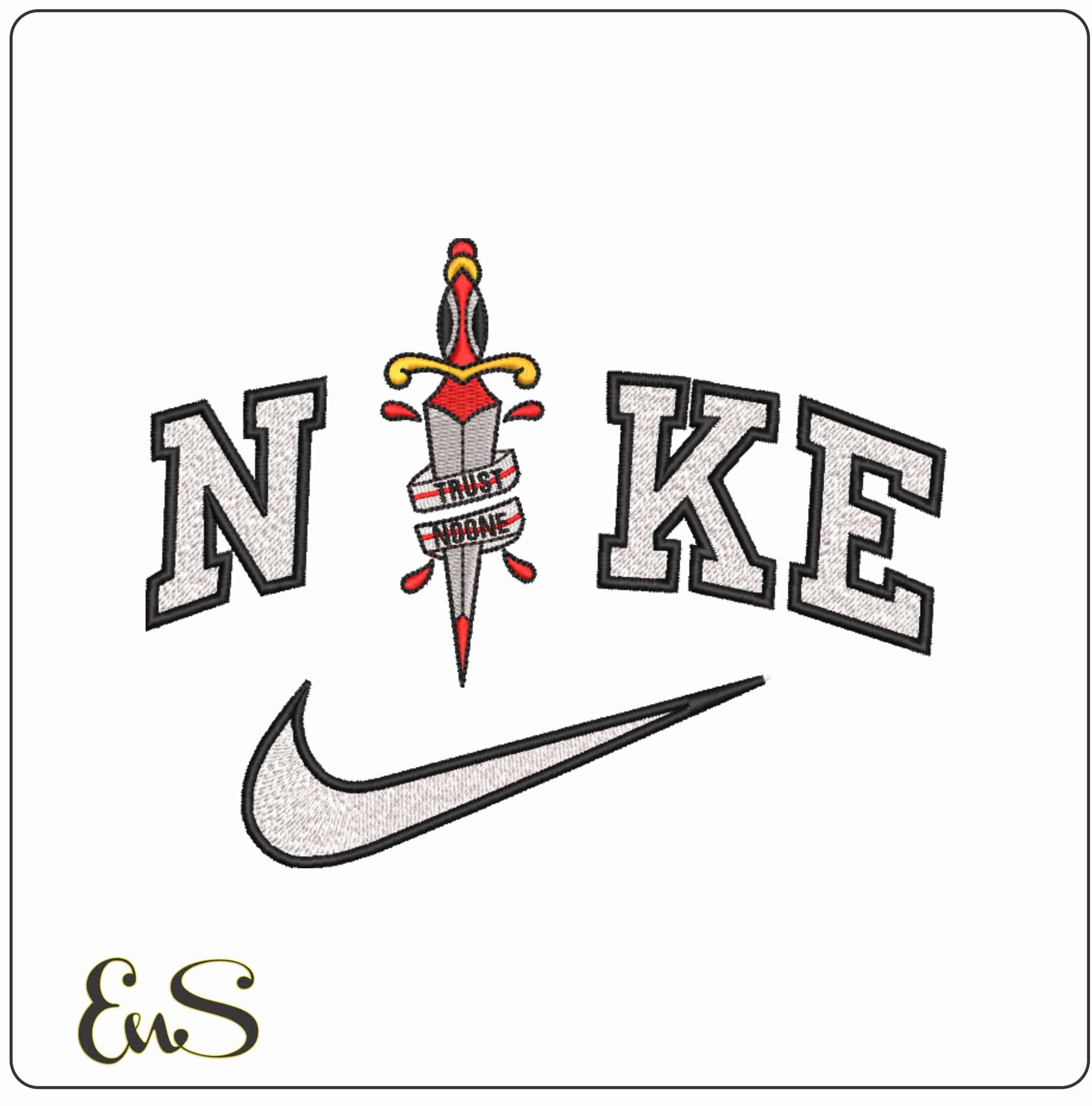 Nike Dagger Trust No One    - Elegant embroidery design file-instant download