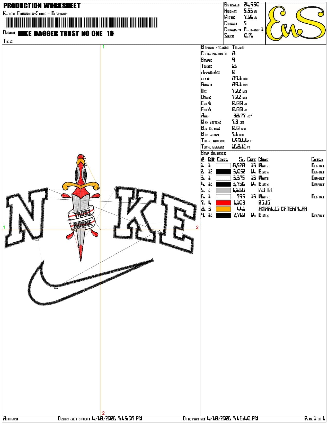 Nike Dagger Trust No One    - Elegant embroidery design file-instant download — view 3