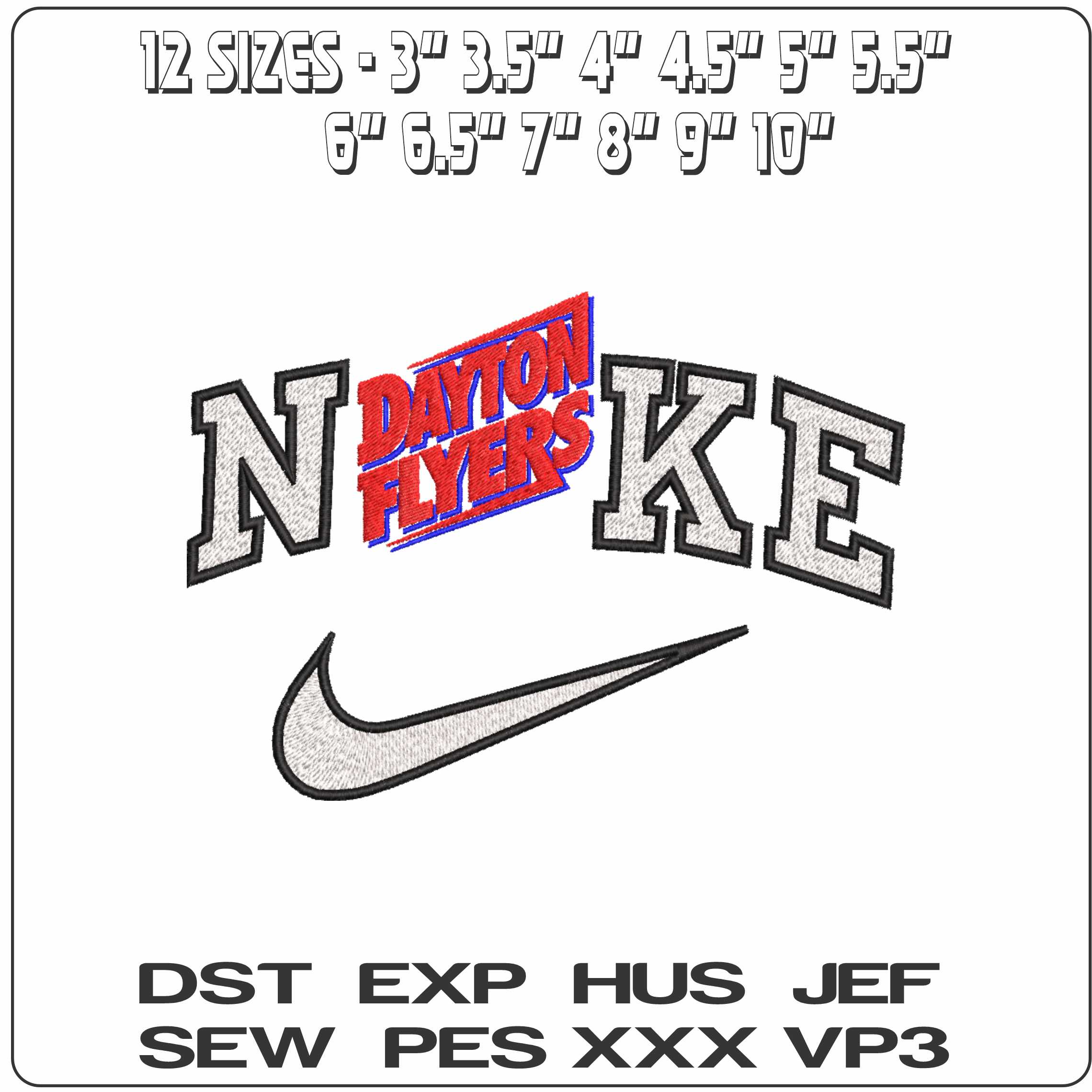 Nike Dayton Flyers 1994 to 2014 University of Dayton    - Elegant embroidery design file-instant download — view 2