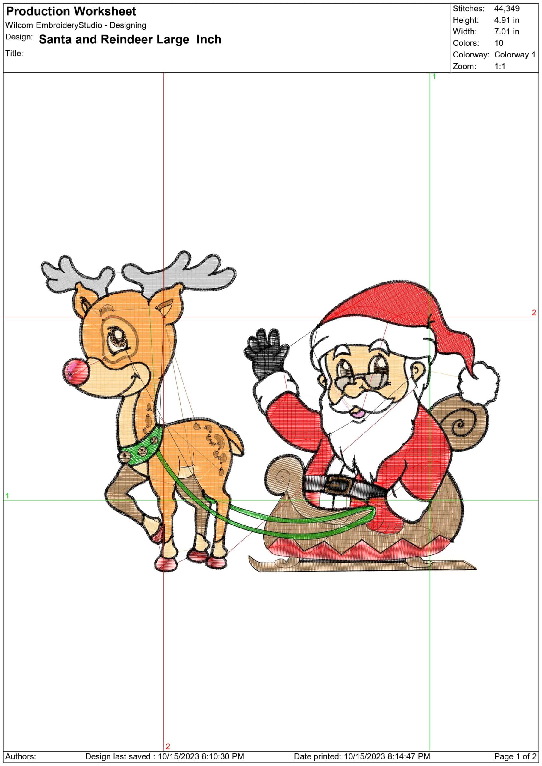 Santa & Reindeer Christmas Large- embroidery file - instant download in a frame — view 2