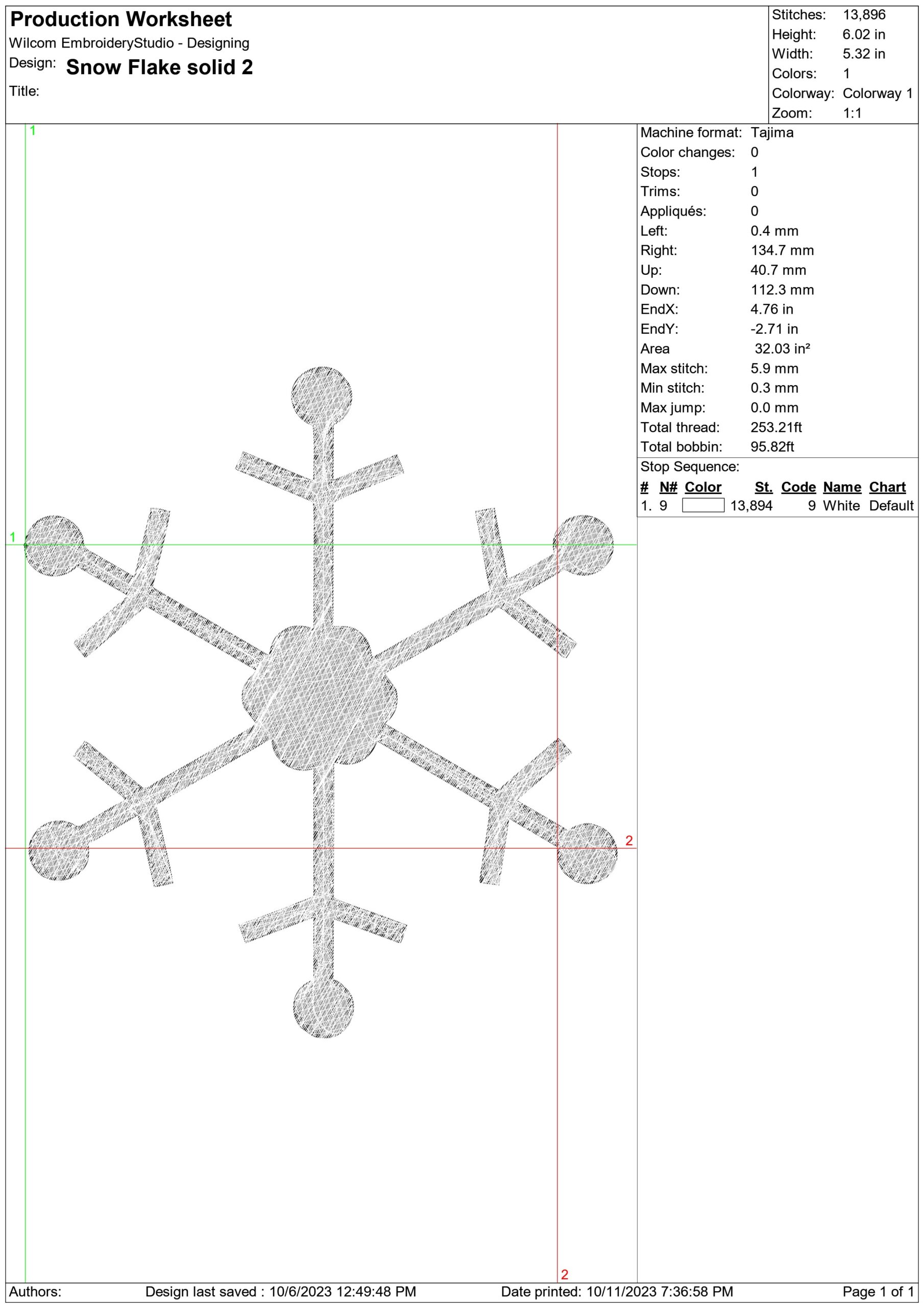 Snow Flake Solid Christmas - embroidery file - instant download in a frame — view 2
