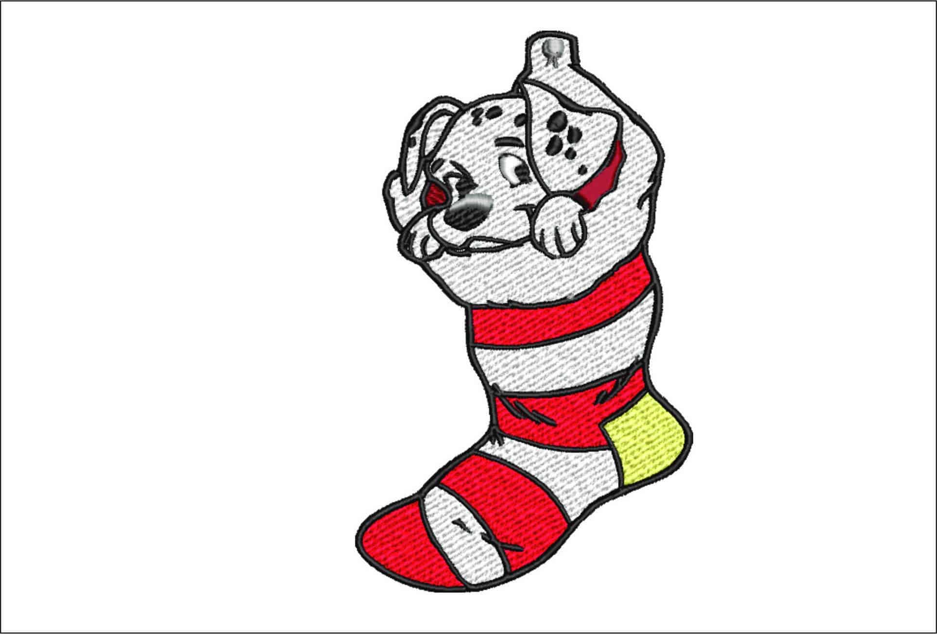 Stocking Dalmatian Christmas- embroidery file - instant download in a frame