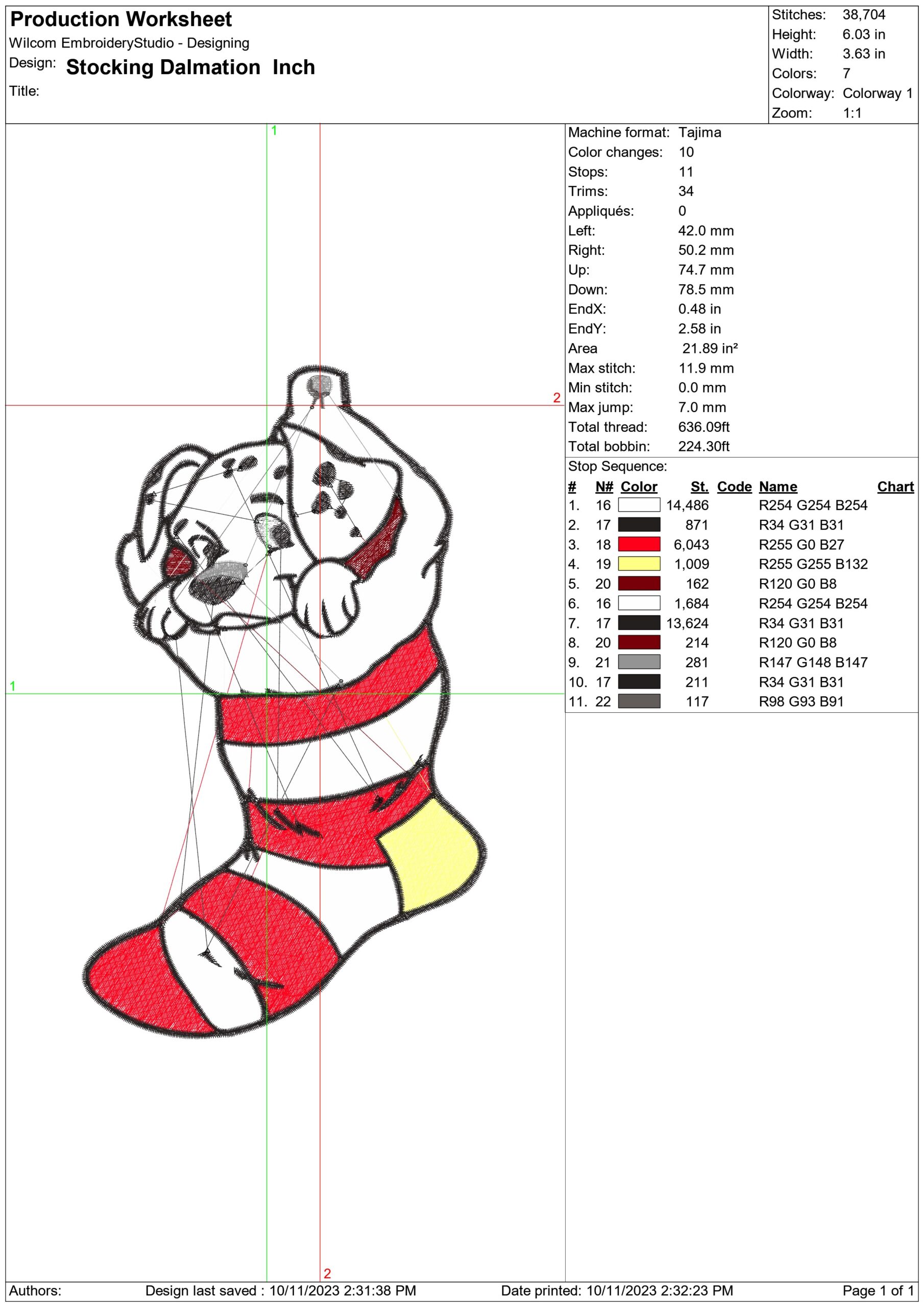 Stocking Dalmatian Christmas- embroidery file - instant download in a frame — view 2