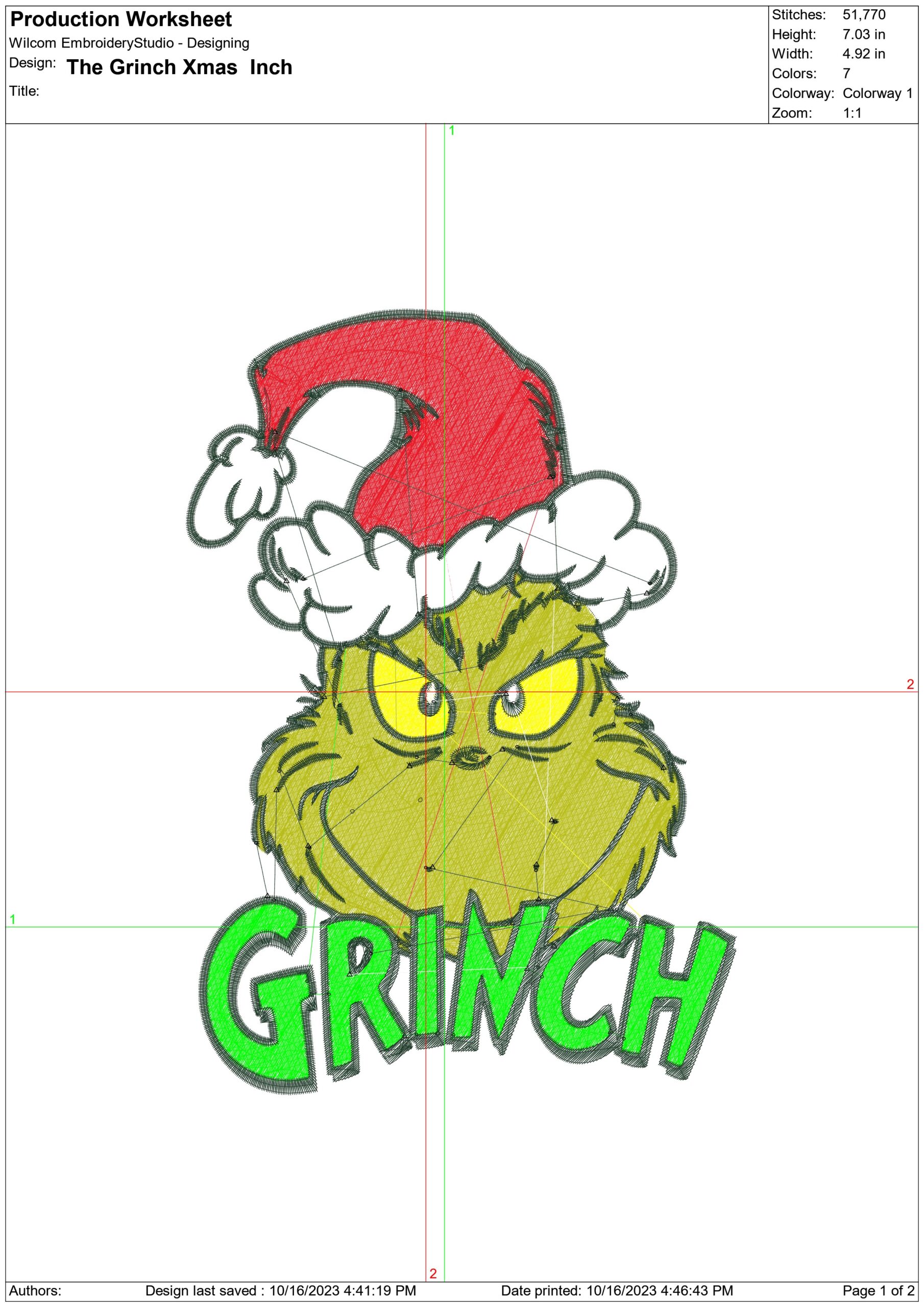 The Grinch Christmas Hat- embroidery file - instant download in a frame — view 2