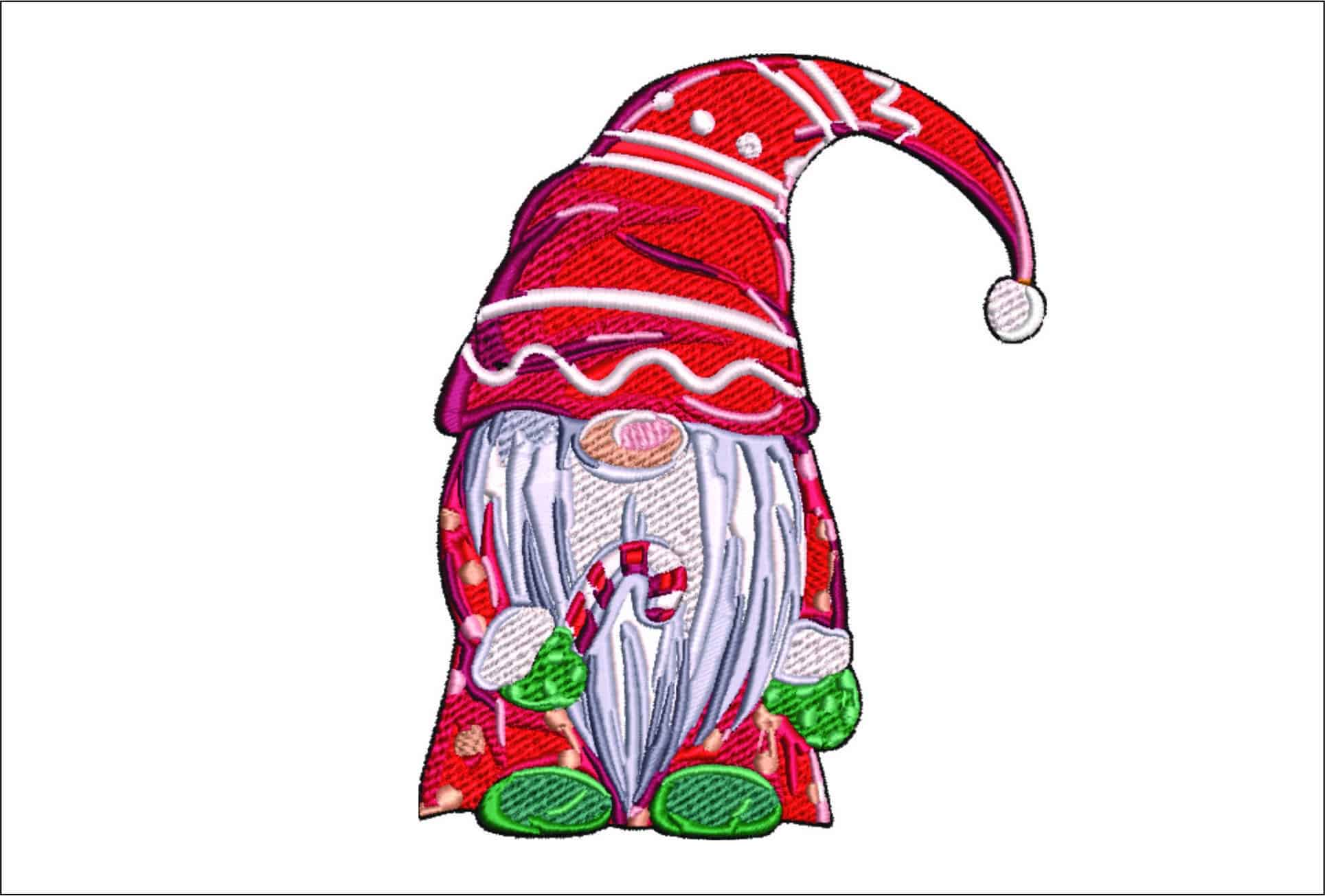Christmas Gnome Hat- embroidery file - instant download in a frame