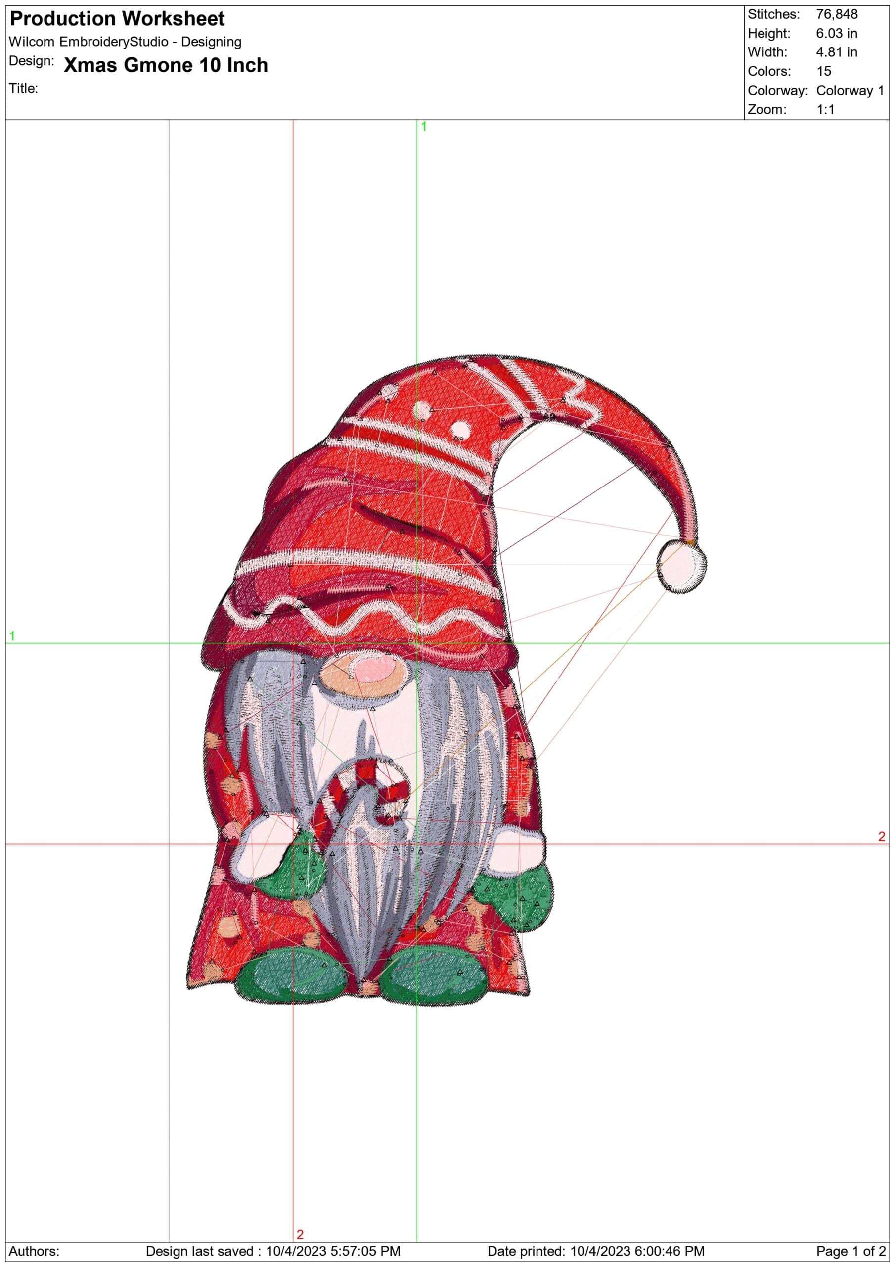 Christmas Gnome Hat- embroidery file - instant download in a frame — view 2