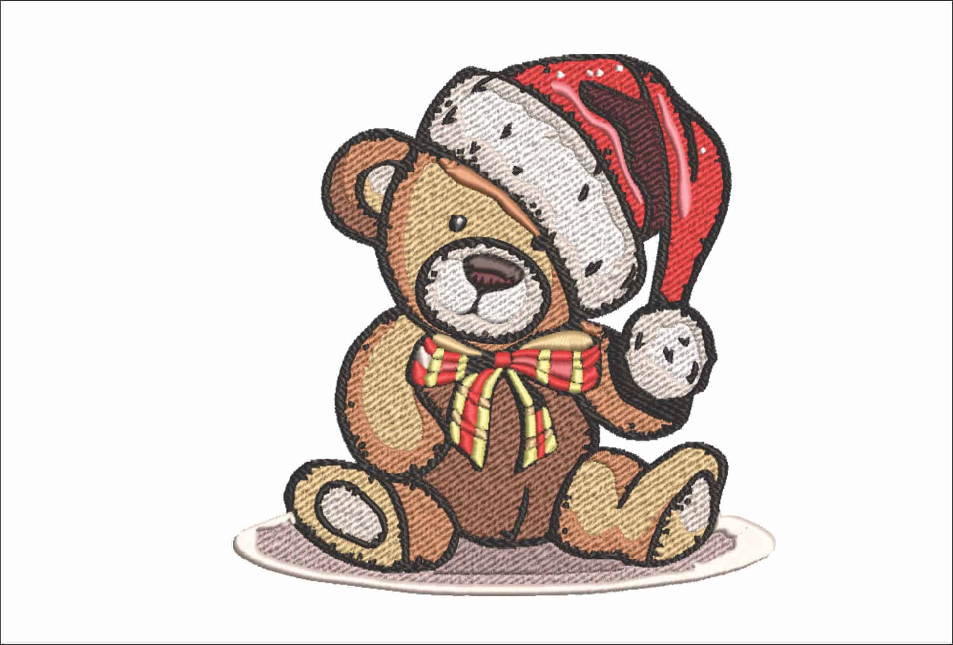 Christmas Teddy- embroidery file - instant download in a frame