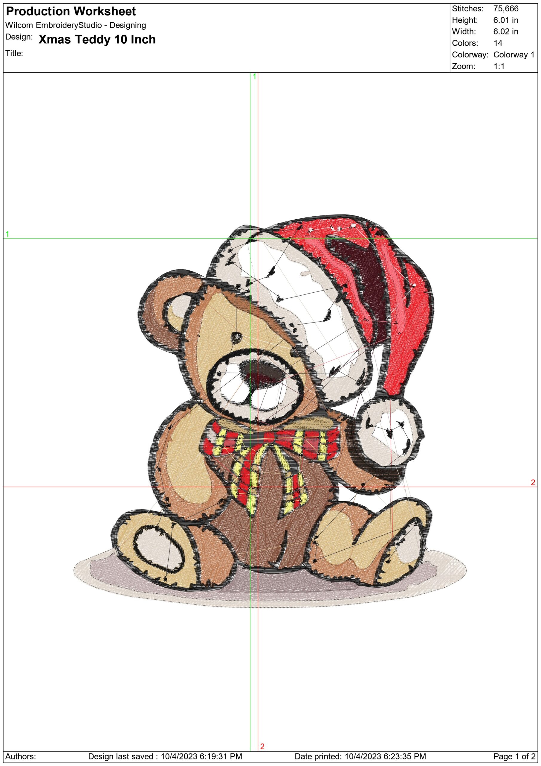 Christmas Teddy- embroidery file - instant download in a frame — view 2