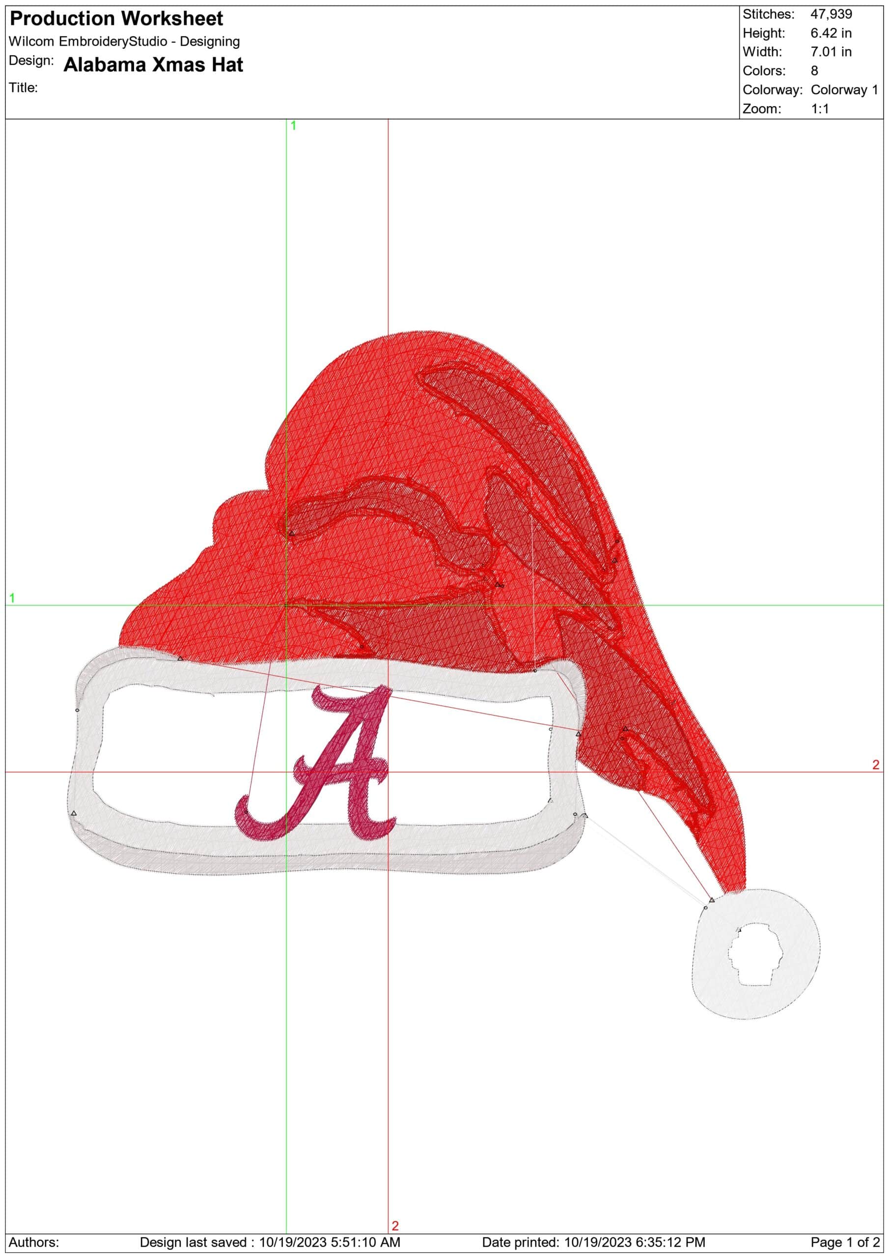 Alabama Christmas Hat- embroidery file - instant download in a frame — view 2