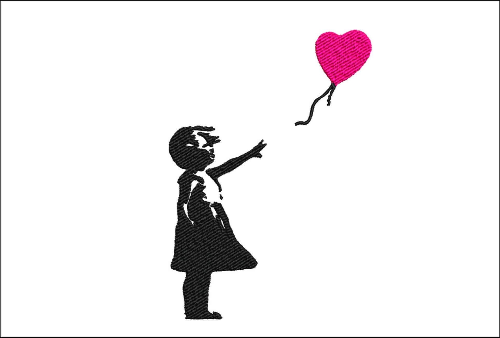 Banksy Girl With Balloon- embroidery file - instant download in a frame