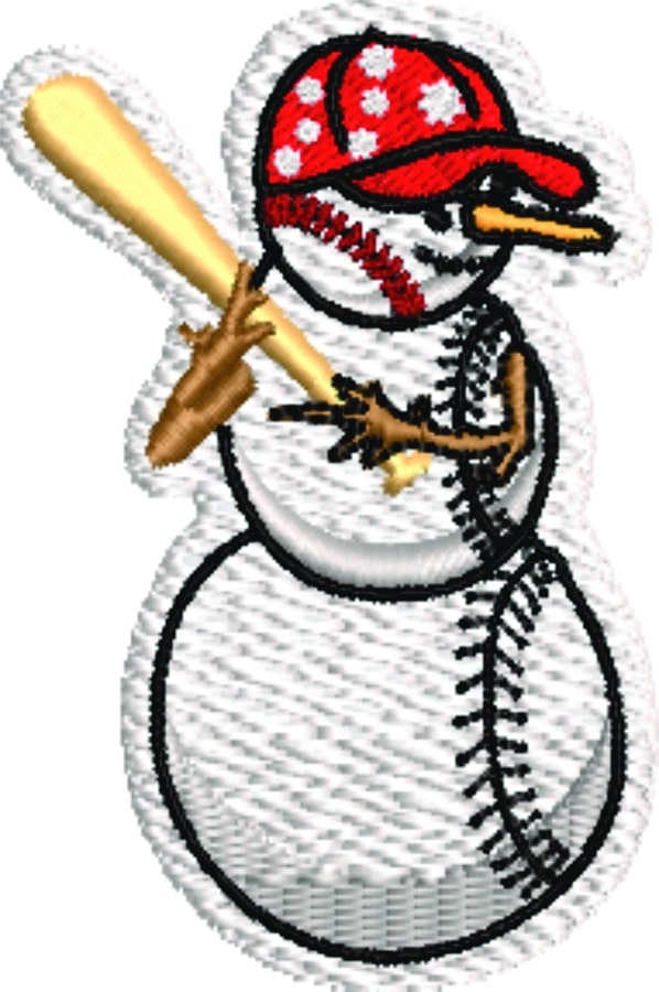 Baseball Snowman Christmas Small- embroidery file - instant download in a frame — view 3