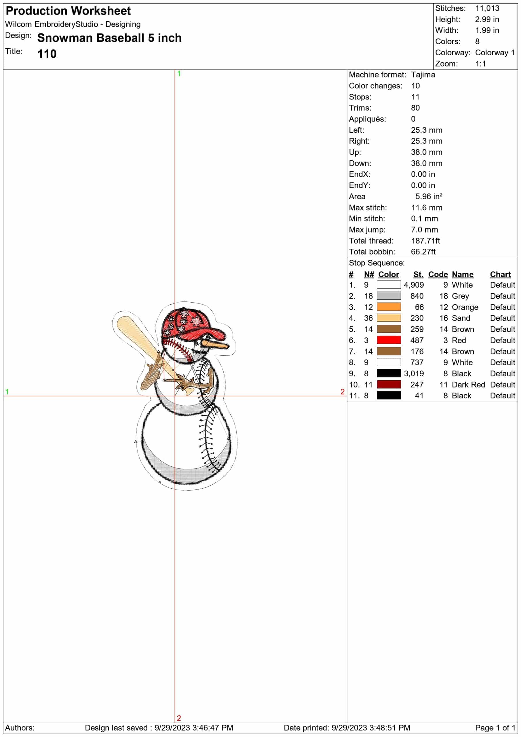 Baseball Snowman Christmas Small- embroidery file - instant download in a frame — view 2