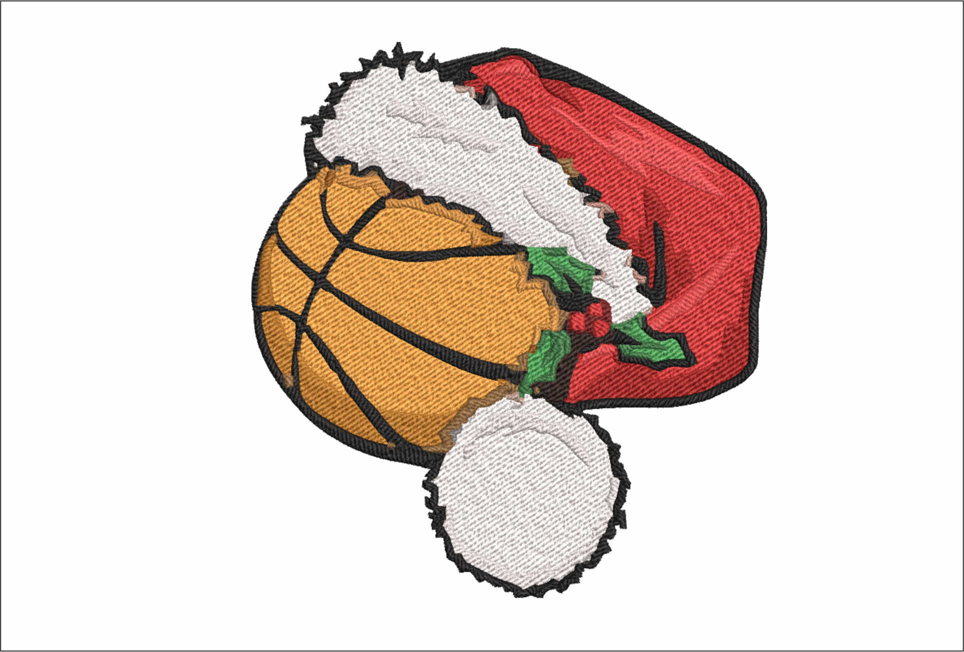 basketball Christmas Hat Large- embroidery file - instant download in a frame