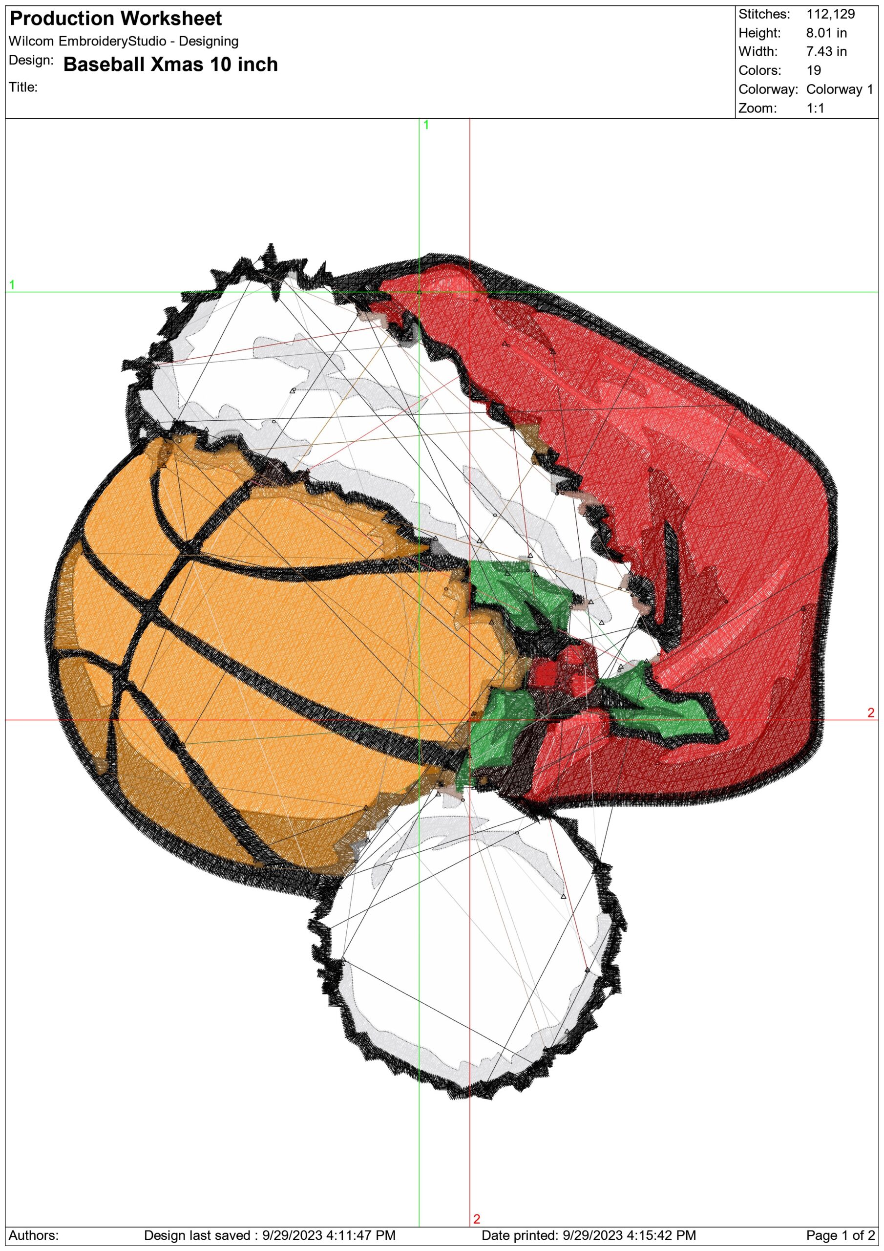 basketball Christmas Hat Large- embroidery file - instant download in a frame — view 2