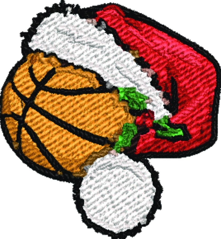 Basketball Christmas Hat Small- embroidery file - instant download in a frame — view 2