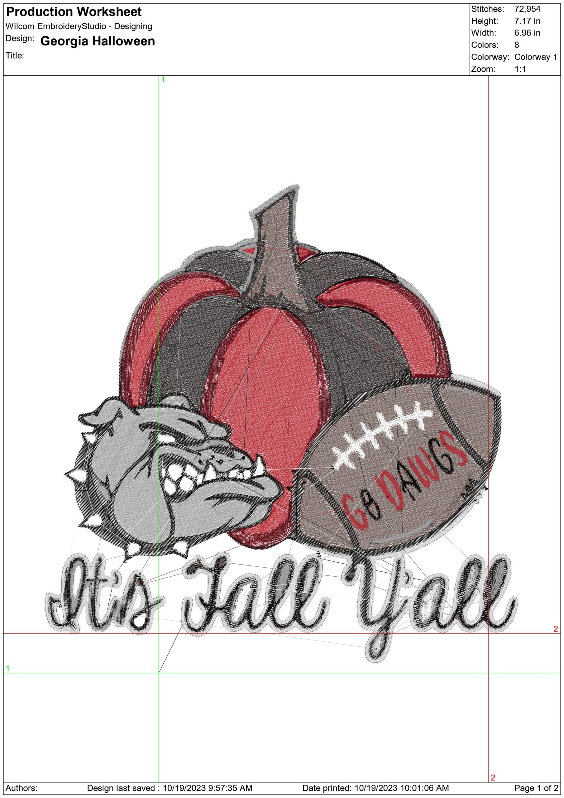 Georgia Halloween- embroidery file - instant download in a frame — view 2