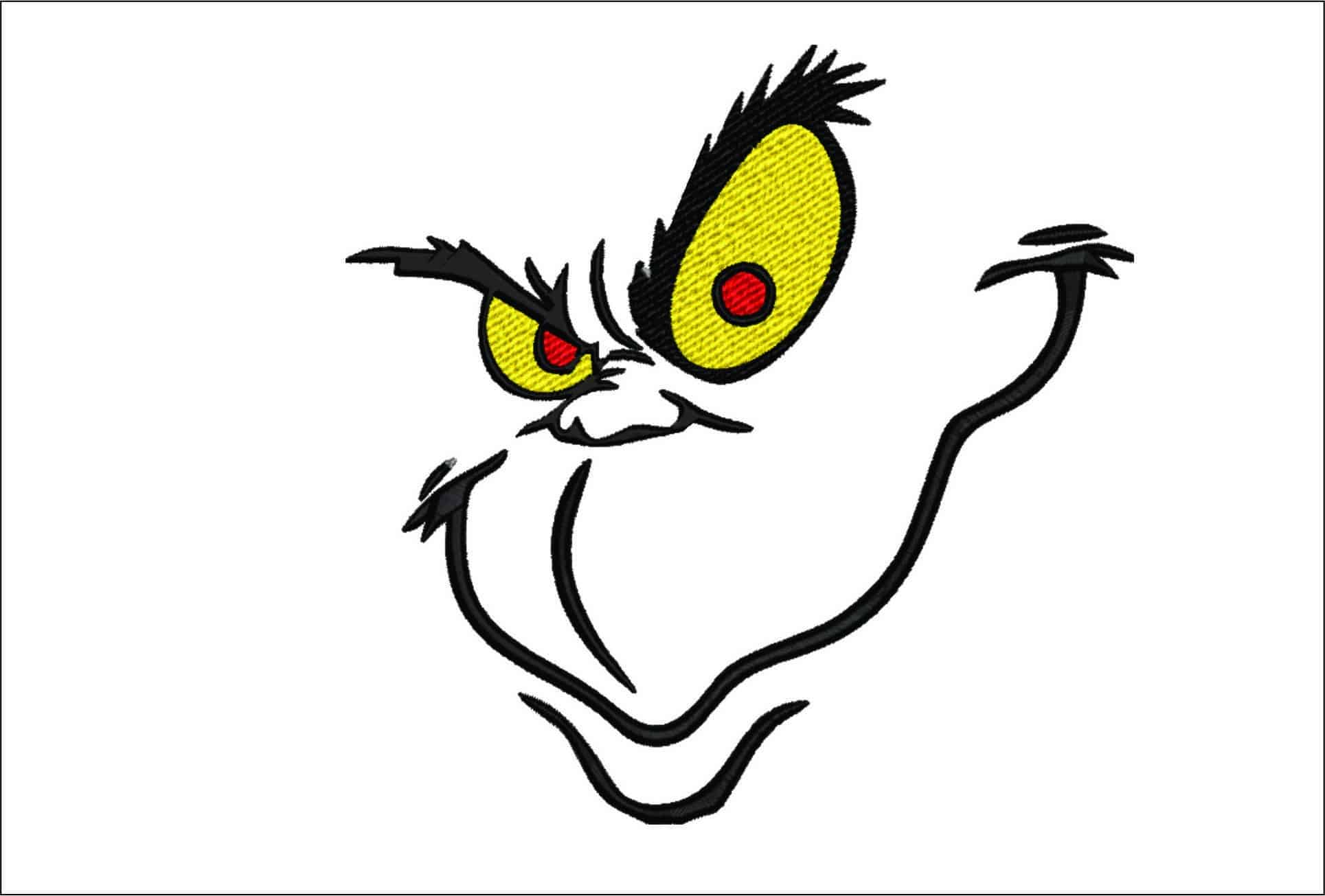 Grinch Smile- embroidery file - instant download in a frame
