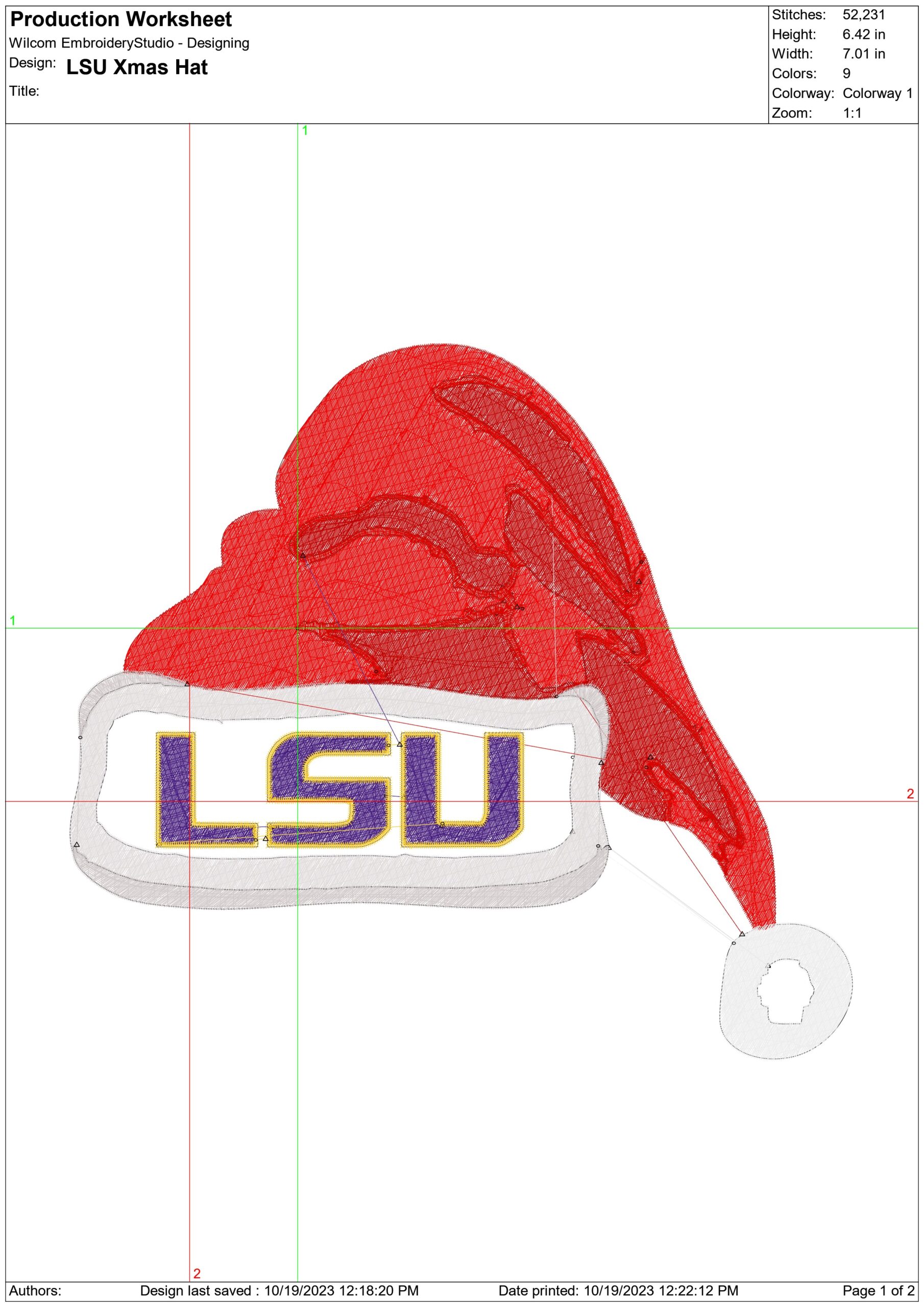 LSU Fighting Tigers Christmas Hat embroidery design - Fighting Tigers Logo - Louisiana State University  Logo  embroidery machine  pattern embroidery file - instant download in a frame — view 2