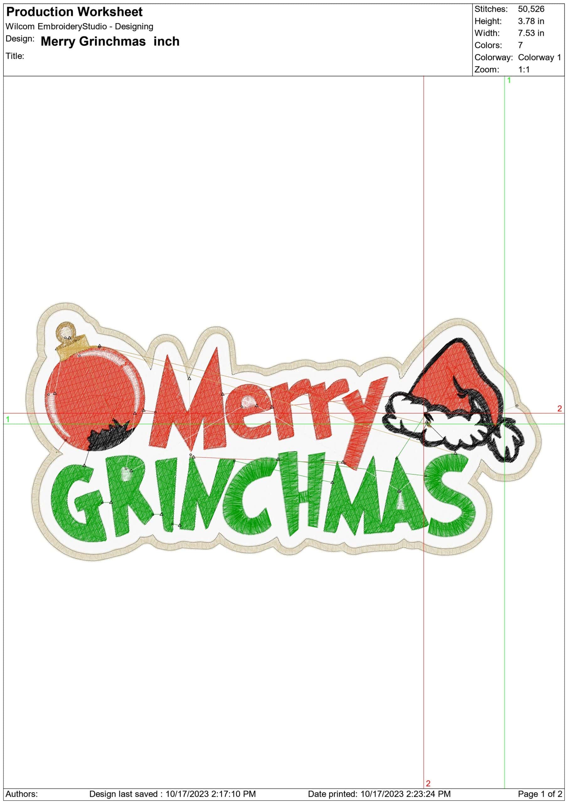 Merry Grinchmas- embroidery file - instant download in a frame — view 2