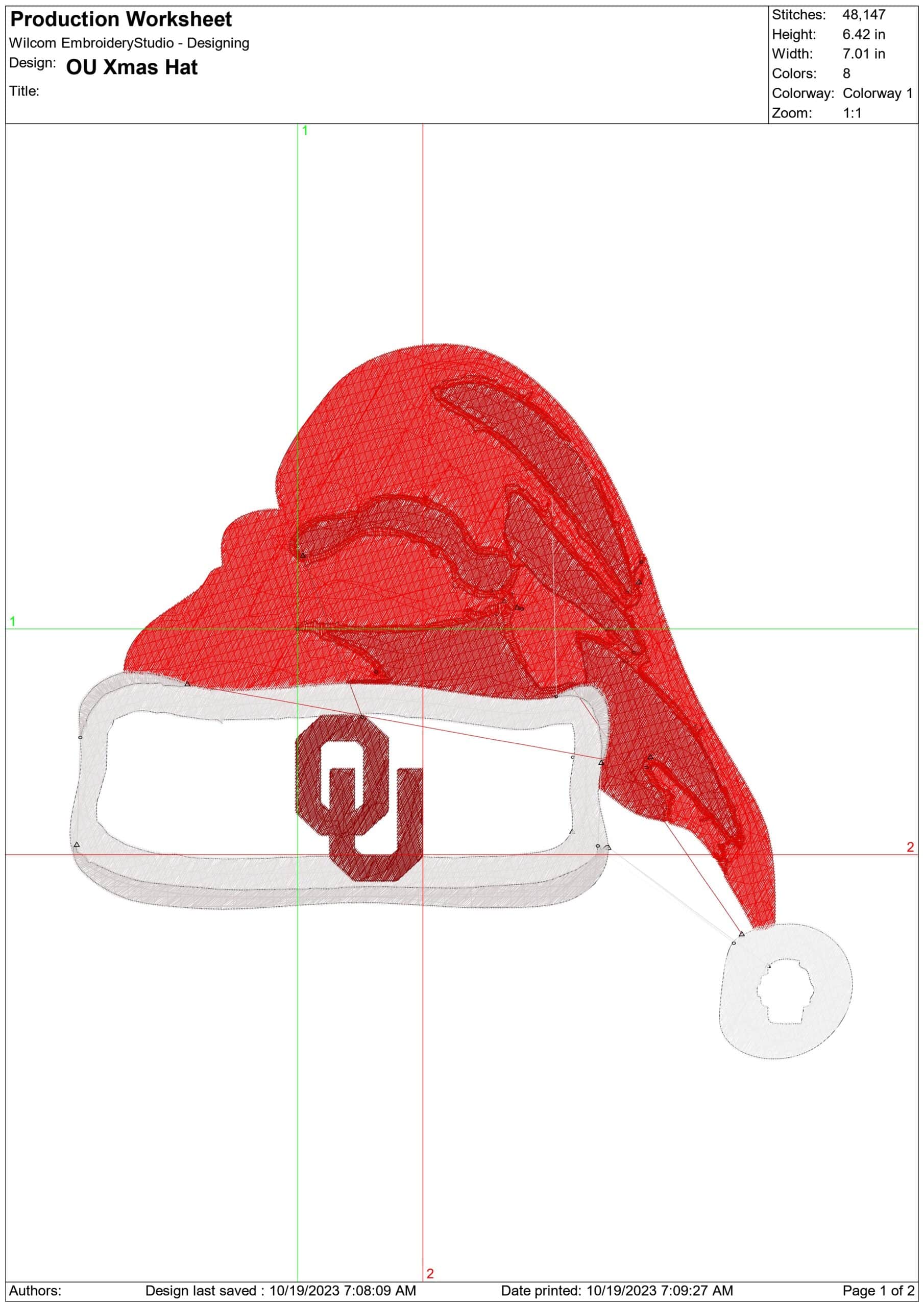 OU Christmas Hat- embroidery file - instant download in a frame — view 2