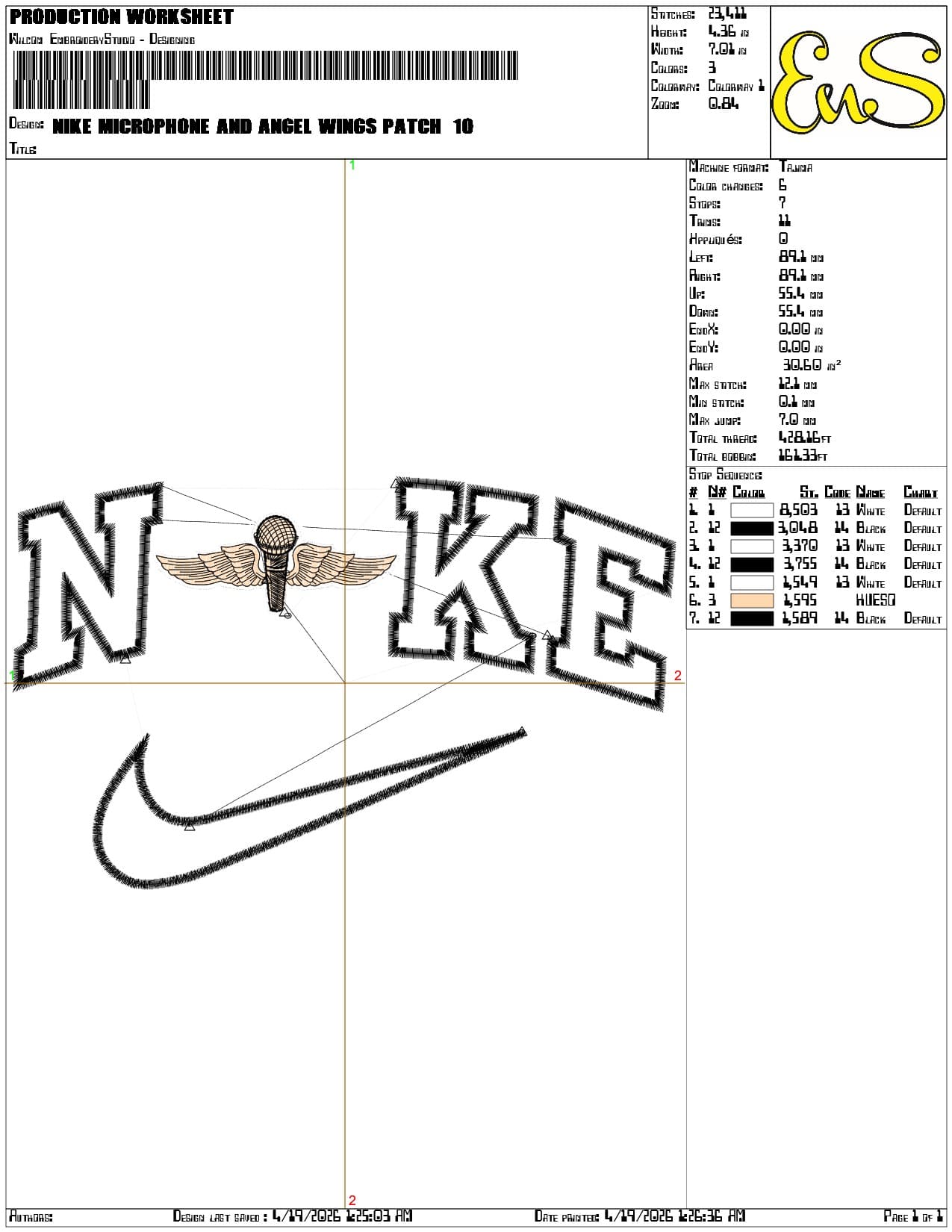 Nike Microphone and Angel wings Patch    - Elegant embroidery design file-instant download — view 3