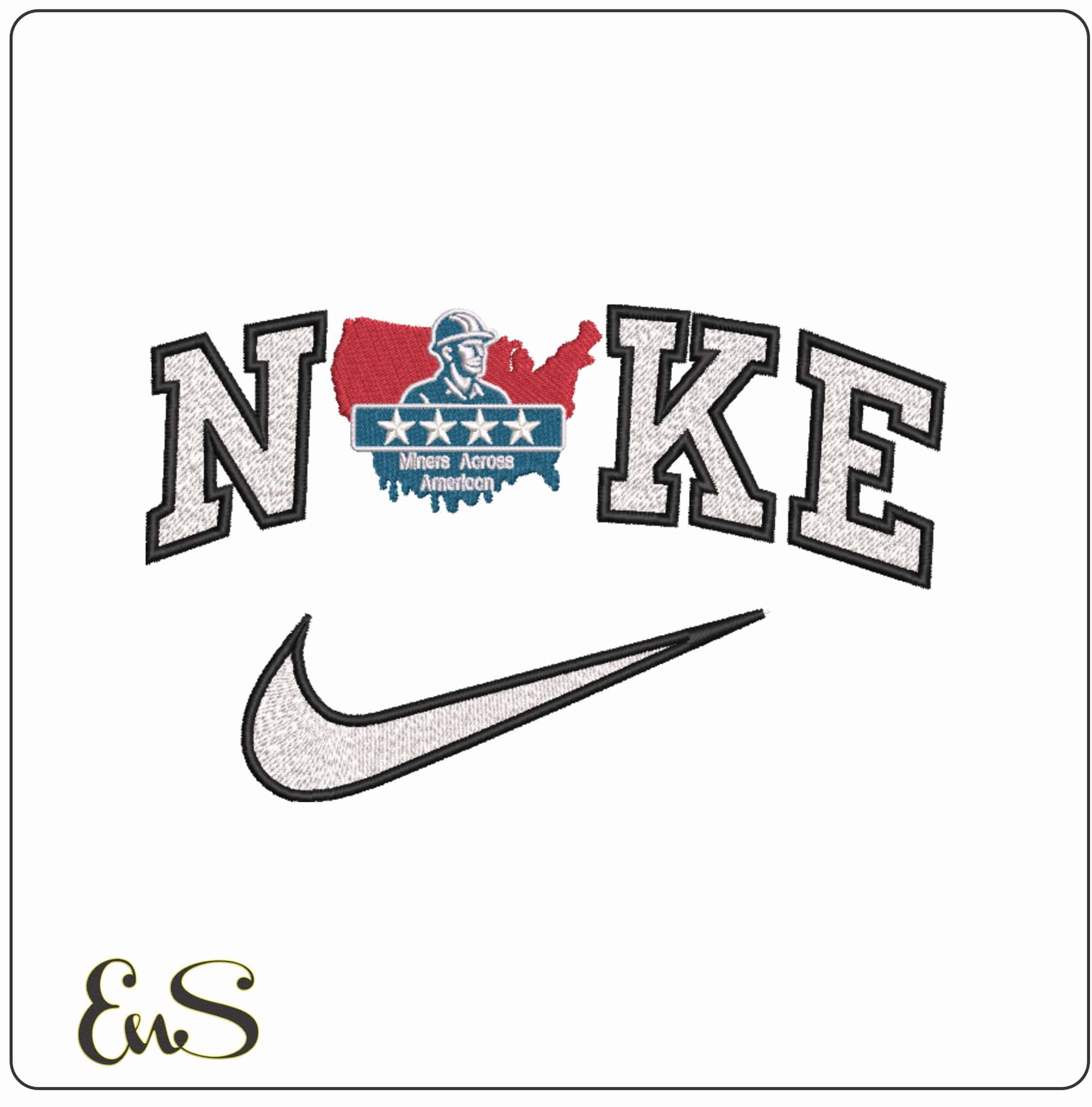 Nike Miners Across America    - Elegant embroidery design file-instant download